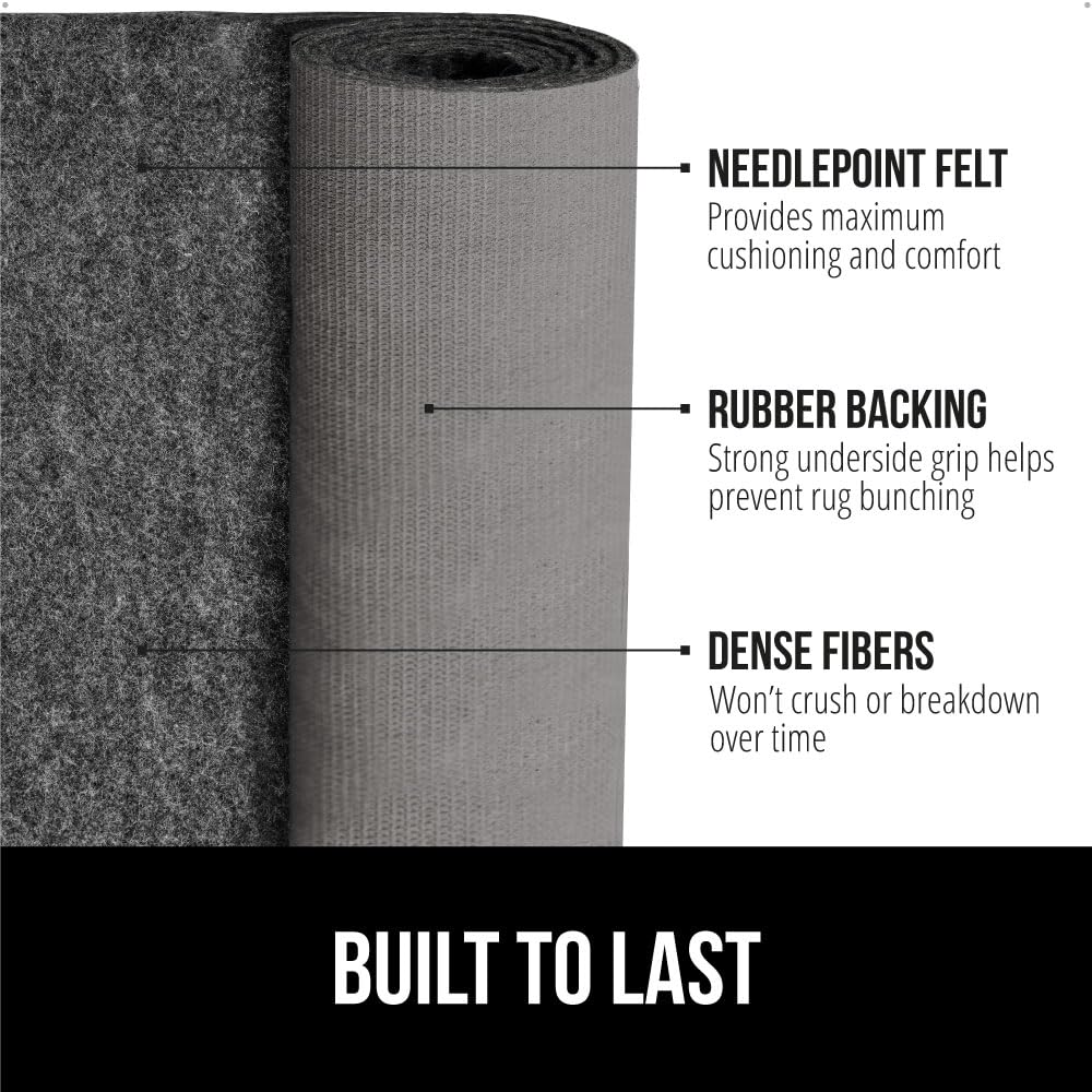 GORILLA GRIP Felt with Rubber Stay in Place Slip Resistant Rug Pad, 1/8 inch Thick, 3x5 FT Protective Padding Under Area Rugs, Cushioned Gripper Pads, Carpet Runners, Hardwood Floors Protection