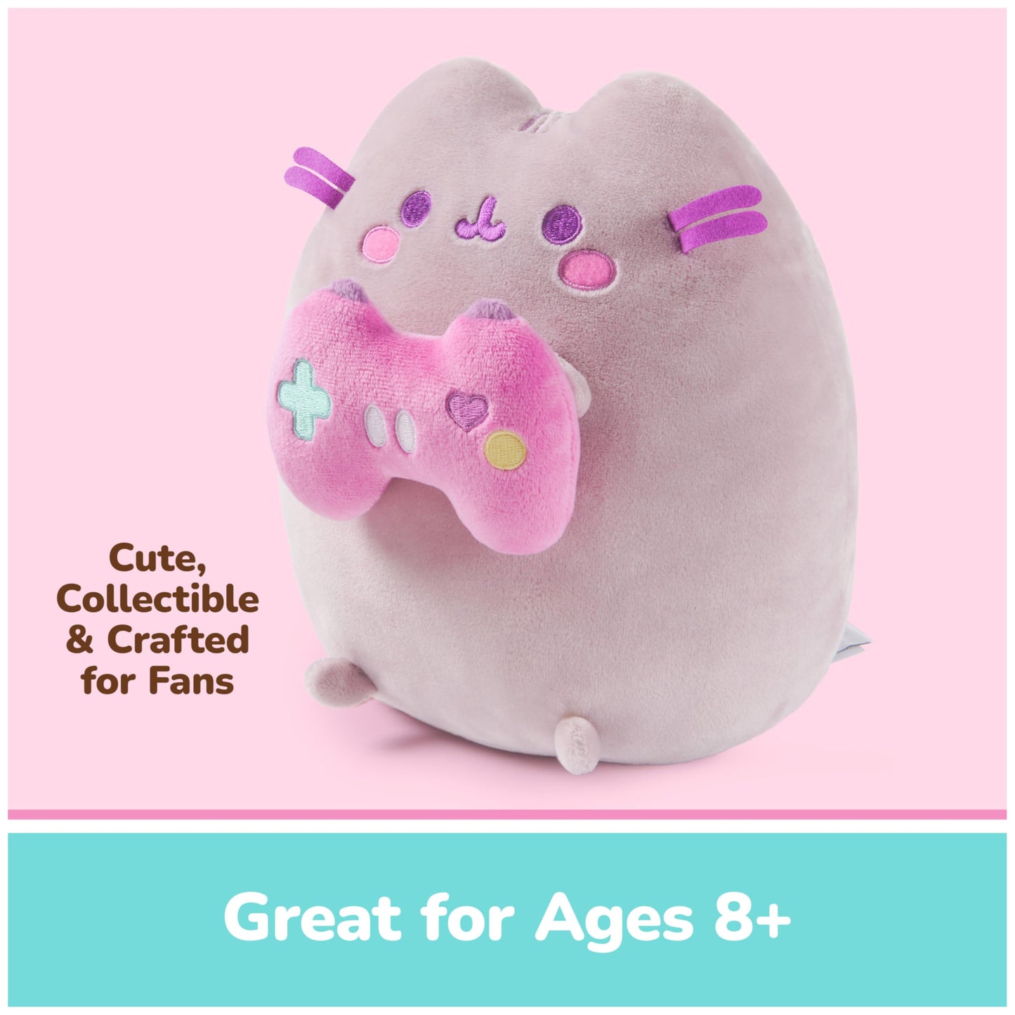 GUND Pusheen Gamer Plush, Squishy Toy, Collectible Plush Toy, Gaming Decor, Stuffed Animal for Ages 8 and Up, Gray, 9.5”