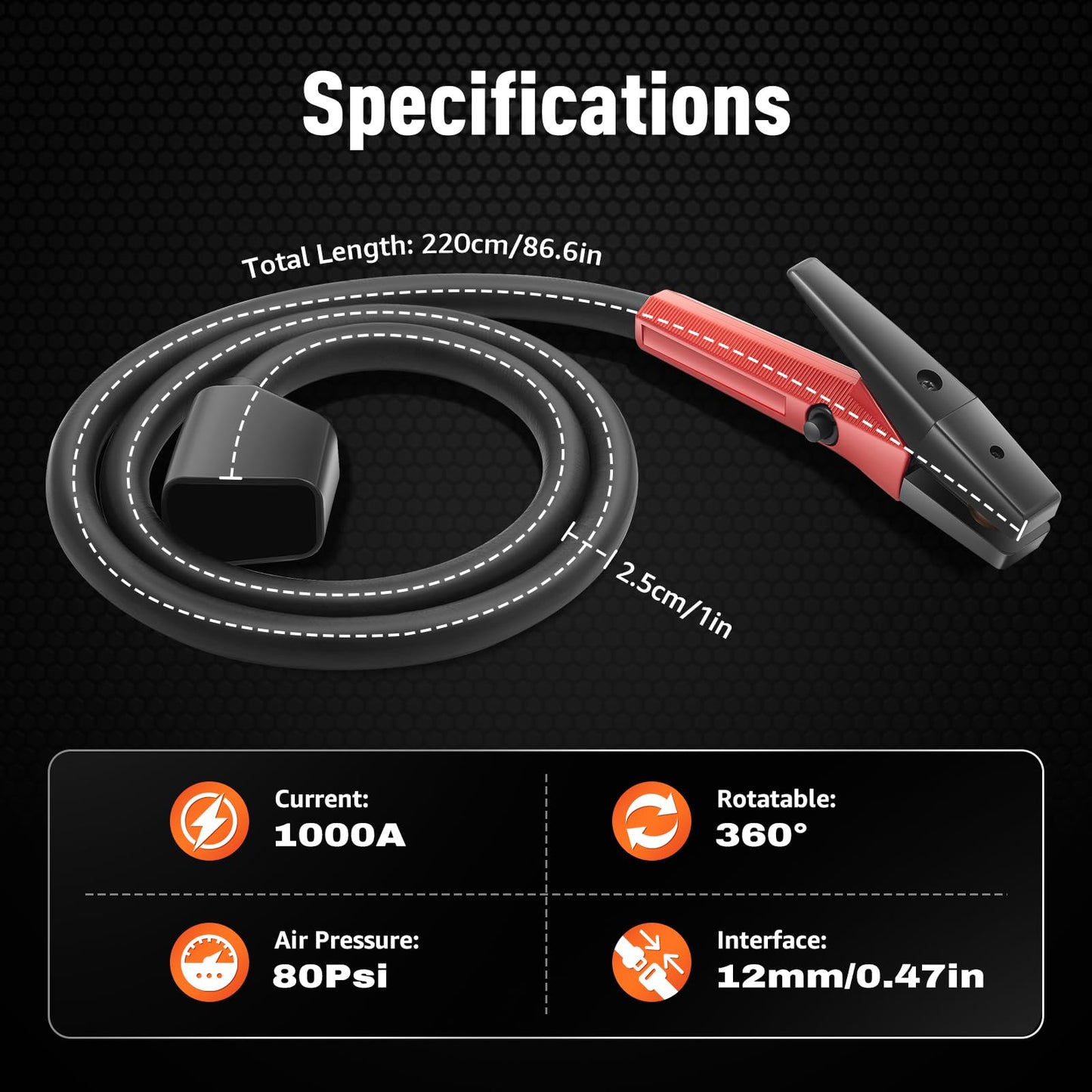 1000Amp K4000 Carbon Arc Air Gouging Torch with 7' Cable (K4000)