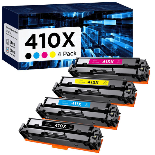 410X Toner Cartridge High Yield Compatible for HP 410X 410A CF410X CF411X CF412X CF413X use with HP Color LaserTet Pro M452dw 452dn 452nw MFP M477fnw M477fdn M477fdw M377dw Printer (4Pack, B/C/Y/M)