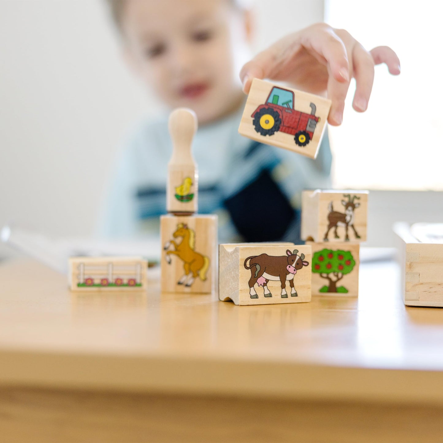 Melissa & Doug Stamp-a-Scene Wooden Stamp Set: Farm - 20 Stamps, 5 Colored Pencils, and 2-Color Stamp Pad