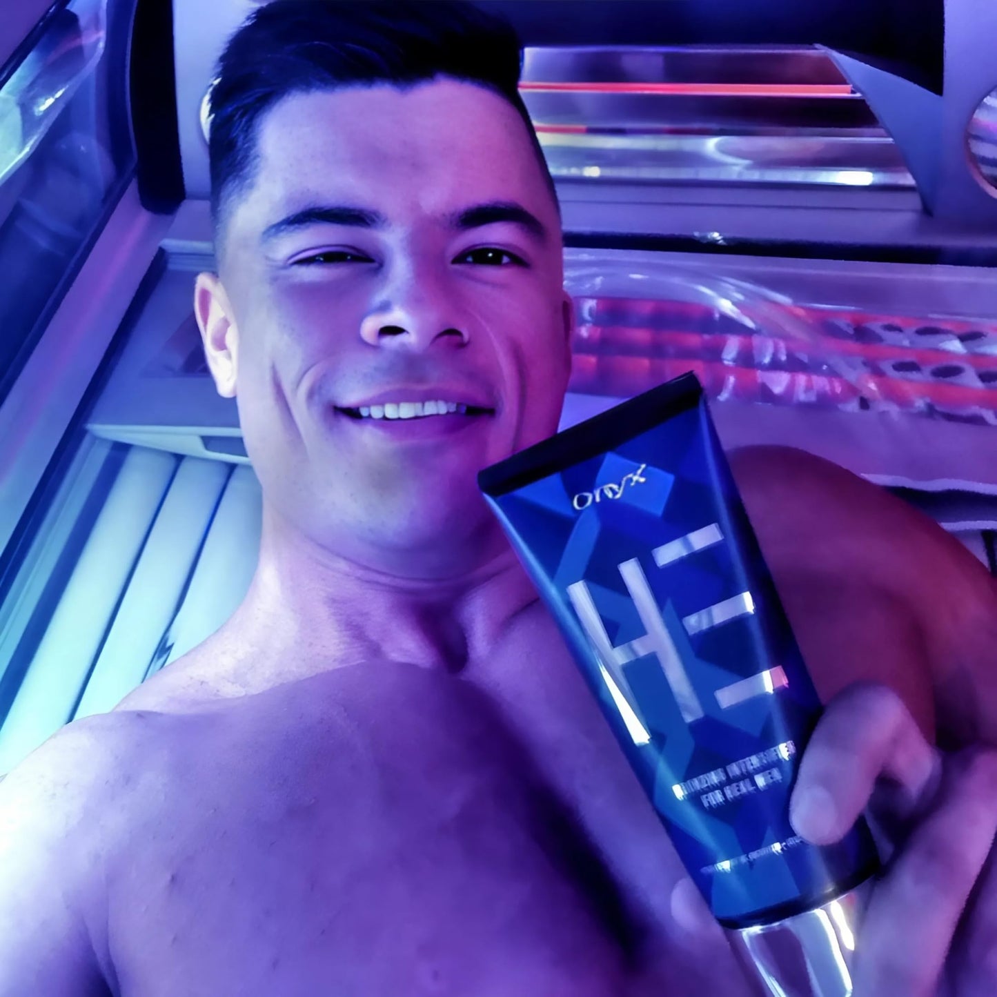 Onyx HE Tanning Bed Lotion for Men - Indoor Tanning Lotion Accelerator & Bronzer, Quick & Dark Tan, Men's Tanning Lotion with Skin Firming, Muscle Bronzing Complex & Moisturizing Formula