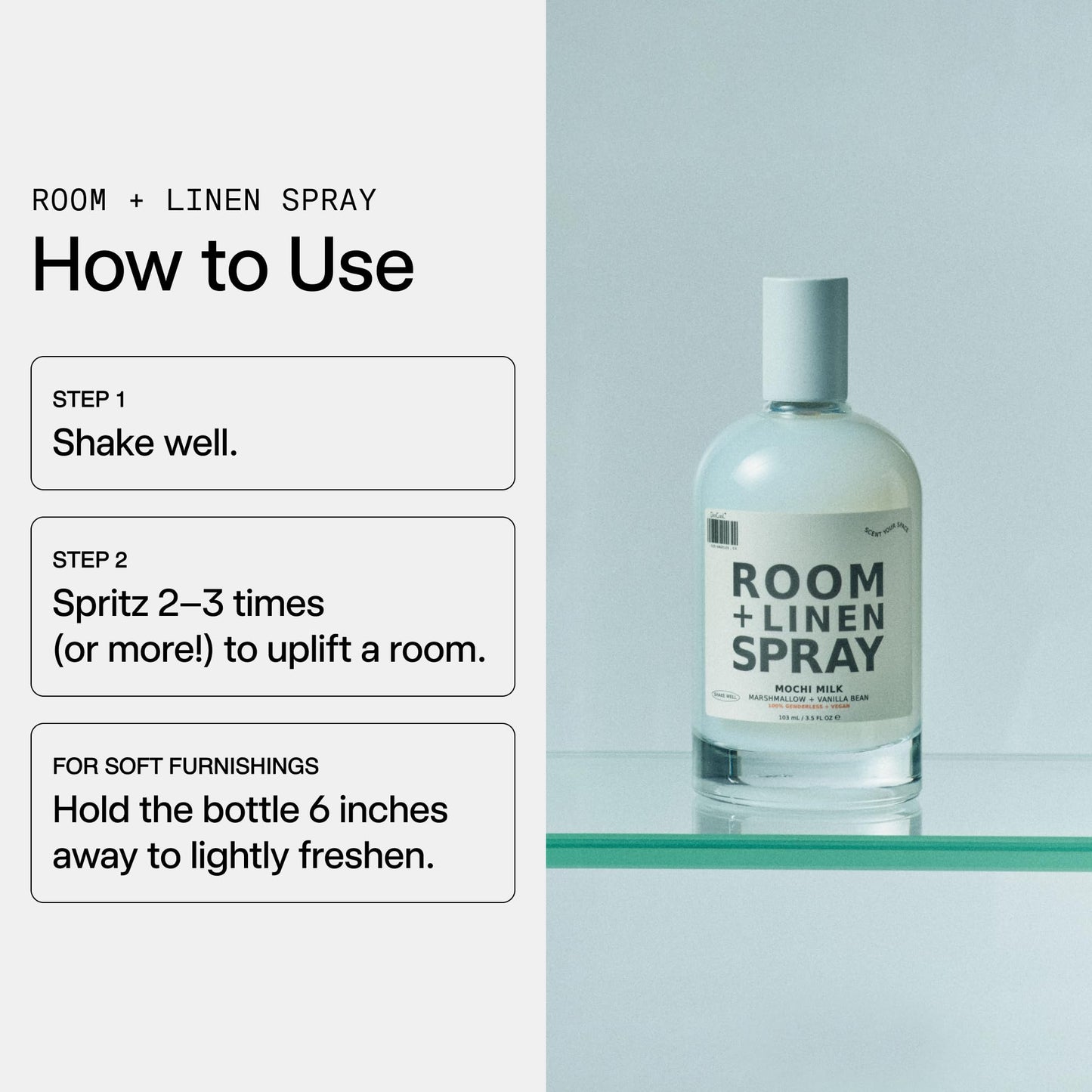 DedCool Room + Linen Spray in Mochi Milk | Natural Fabric & Linen Spray | Non-Toxic, Essential Oil Infused | Freshens Home, Bedding, Couch, Closet & Bathroom | 3 fl oz