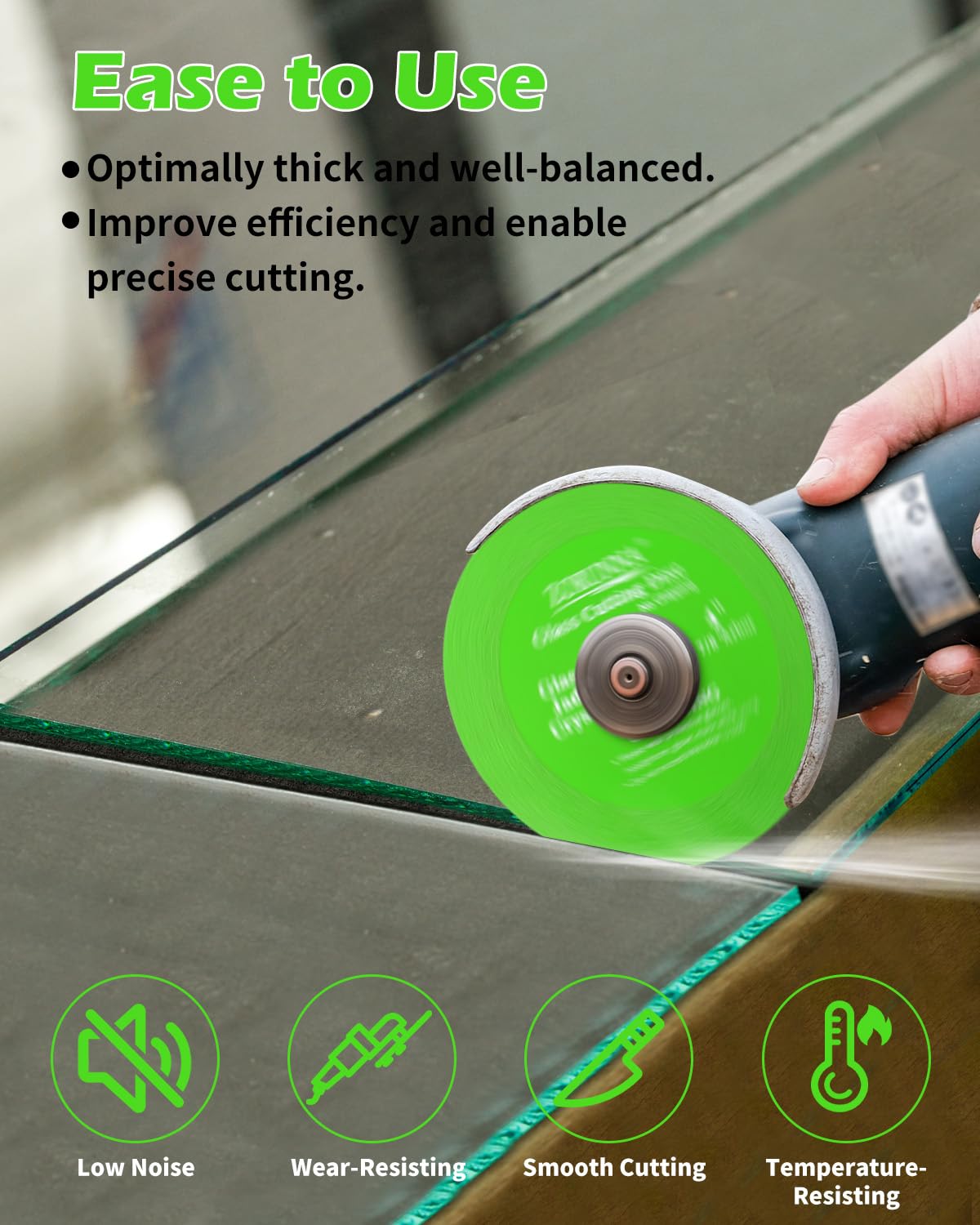 ZORUNNA 4.5" Glass Cutting Disc, 10 Pcs Diamond-Edged Cutter with 7/8" Arbor Hole, Glass Cutters Tools for Grinding Jade, Crystal, Wine Bottles, Tile.