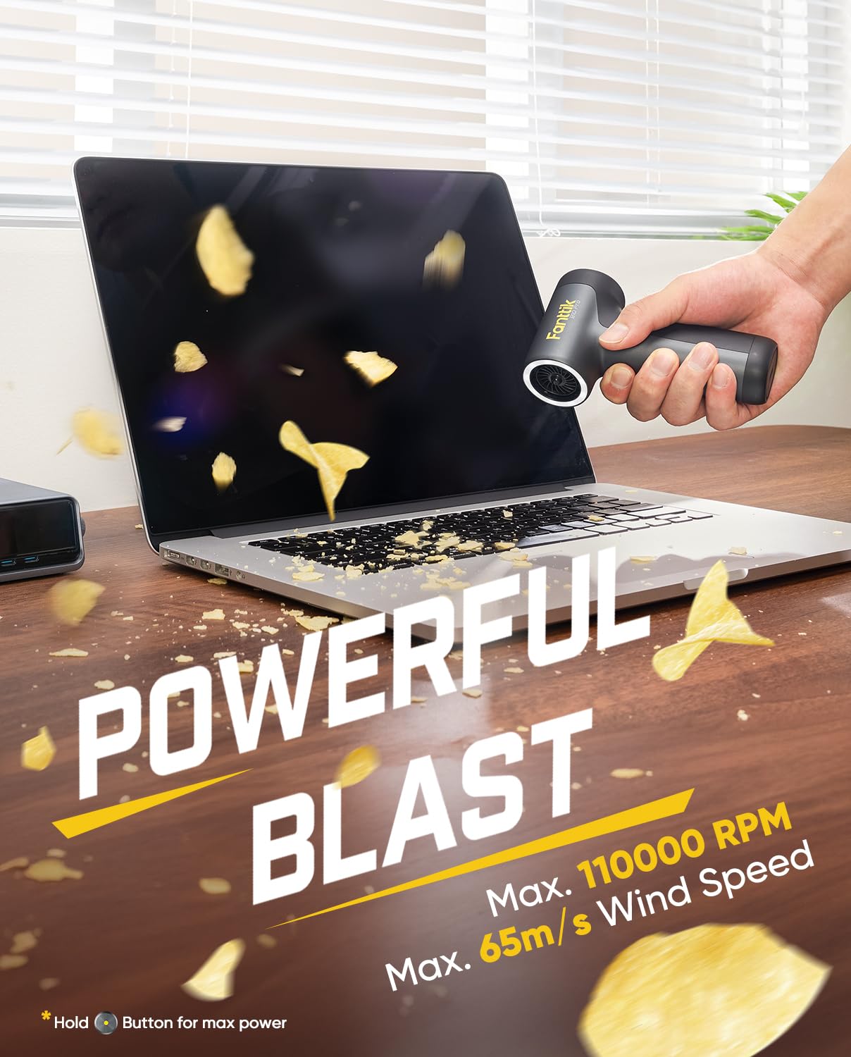 Fanttik B10 Pro Electric Air Duster, 110000RPM Brushless Motor, Compressed Air Duster, Mini Blower with One-tap Booster, 3 Gears Adjustable, Electric Duster for PC, Keyboard, Electronics (Grey)