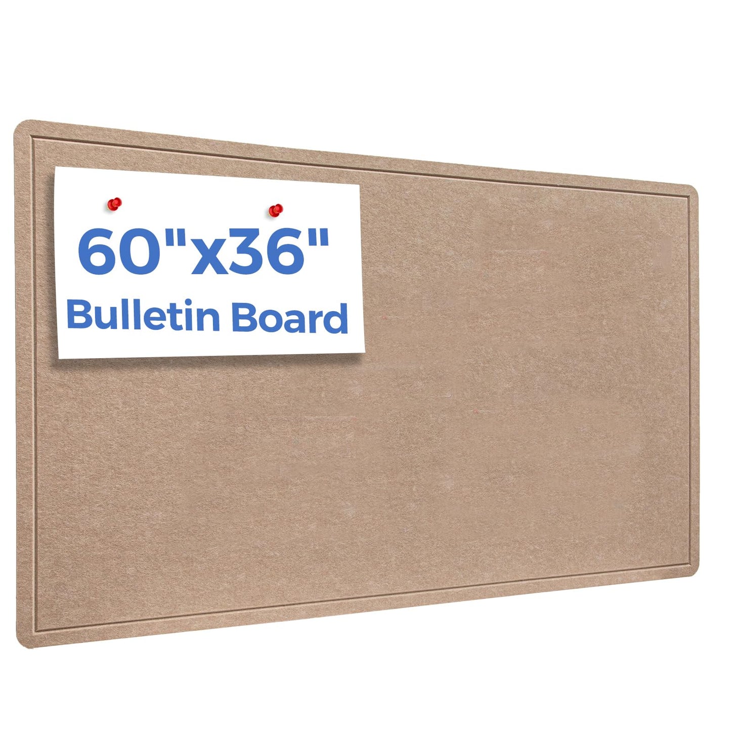DexBoard Foldable Large Felt Bulletin Board for Wall 60"x 36", Decorative Picture Framed Display Board with Self-Adhesive Tape for School, Home, Kitchen & Office Walls, Includes 30 Pins, Oatmeal