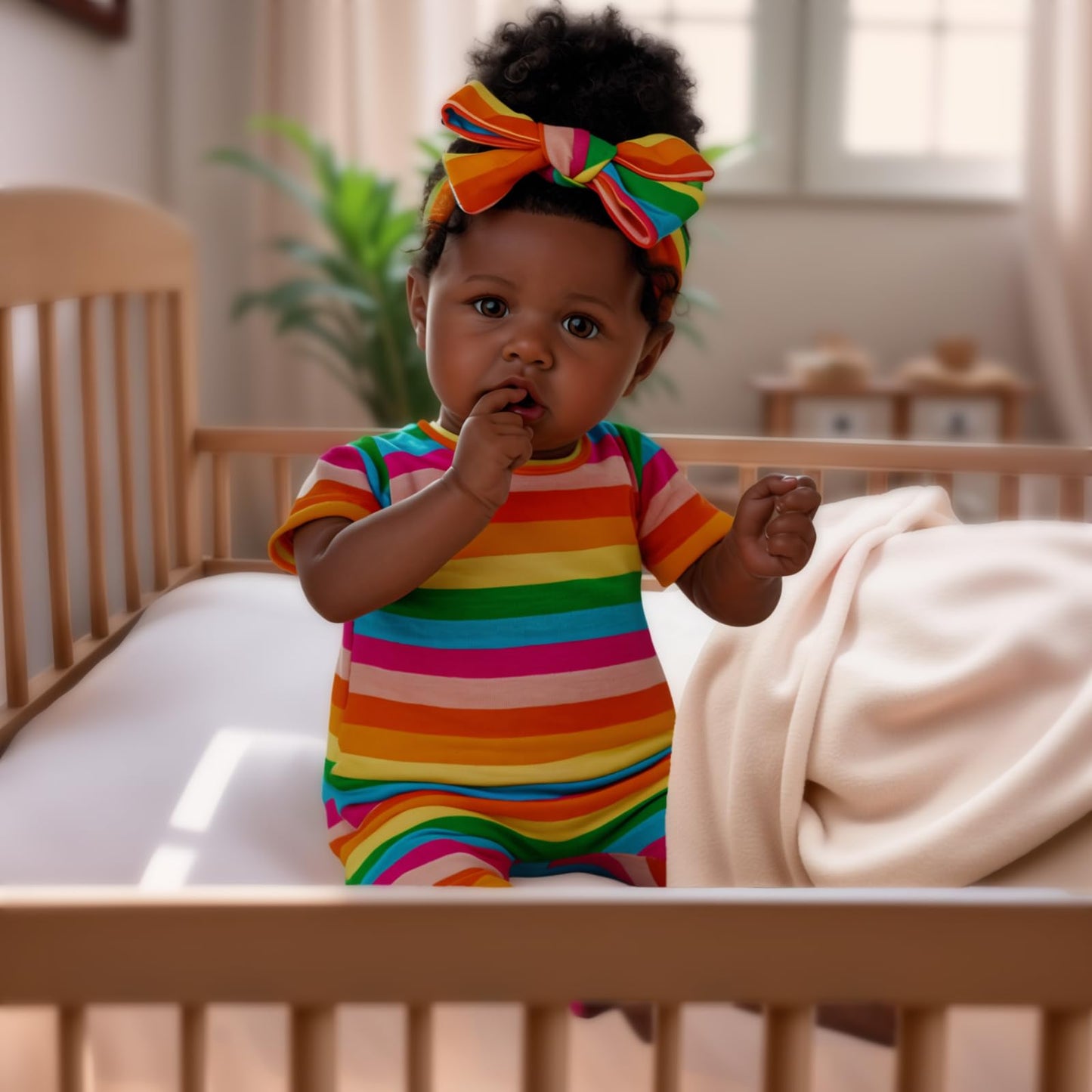 JIZHI Reborn Baby Dolls Black with Lifelike Soft Body African American Realistic-Newborn Girl Doll 22 Inch Best Birthday Gift Set and Toy Accessories Gift for Kids Age 3