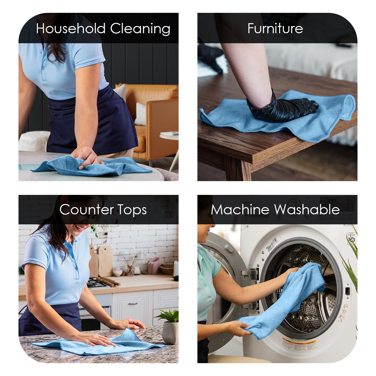 Avalon Towels Microfiber Cleaning Cloths (Value Pack of 48) - Size 16 x 16 Inches, Highly Absorbent Cleaning Rags, Lint Free, Reusable and Washable, Microfiber Towels for Cars