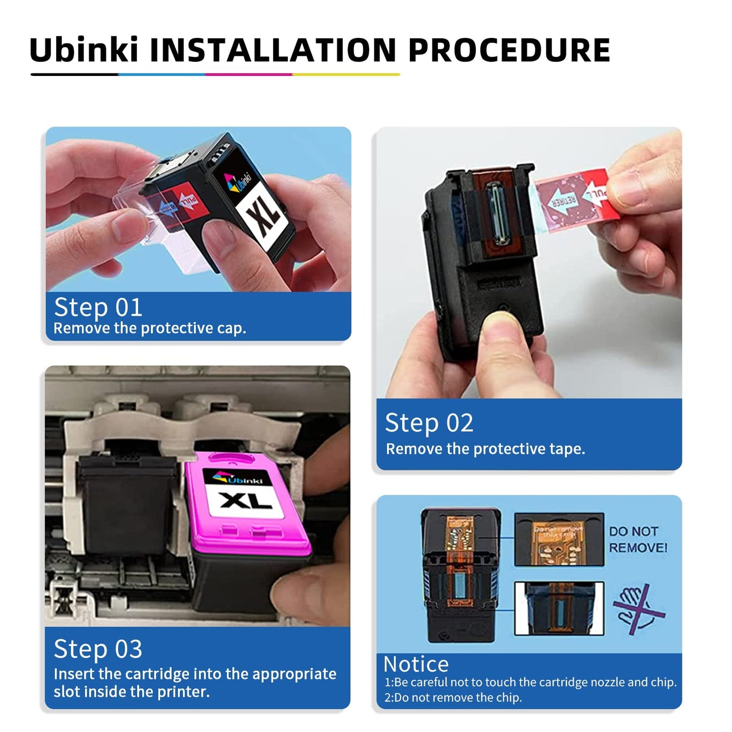 Ubinki 65XL Remanufactured Ink Cartridge Replacement for HP 65 XL 65XL HP65XL HP65 (Tri-Color, 2-Pack) Work with 5000 5055 3755 3700 3772 3722 2600 3752 2652 2655 2622 5052 5010 5014 Printers