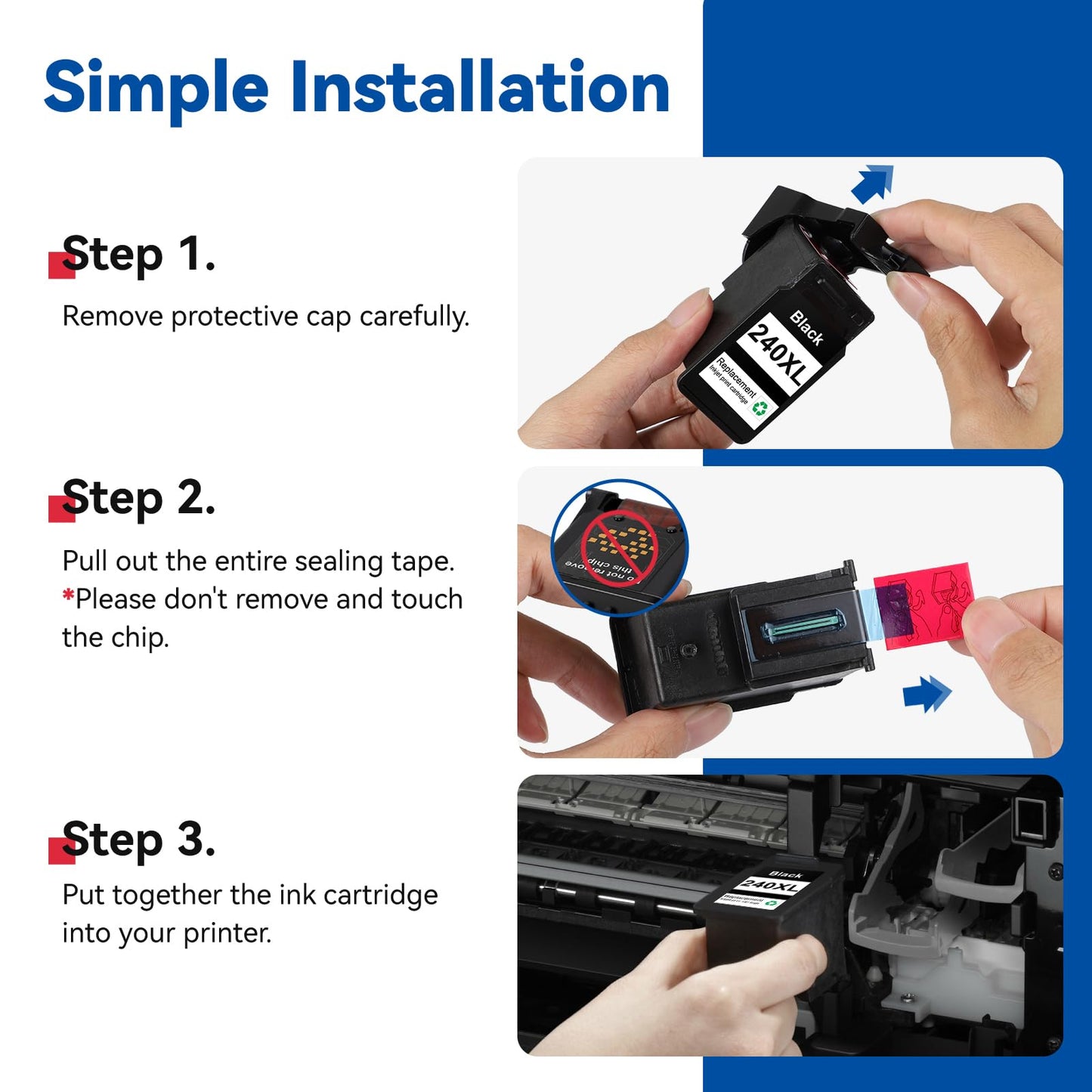 GoFlowmo Remanufactured Ink Cartridge Replacement for Canon 240XL 241XL Combo Pack 240 241 XL Compatible for MG3620 MG3600 MG3520 TS5120 MG2120 MG2220 MG3220 Printer Ink Cartridge(1 Black 1 Color)