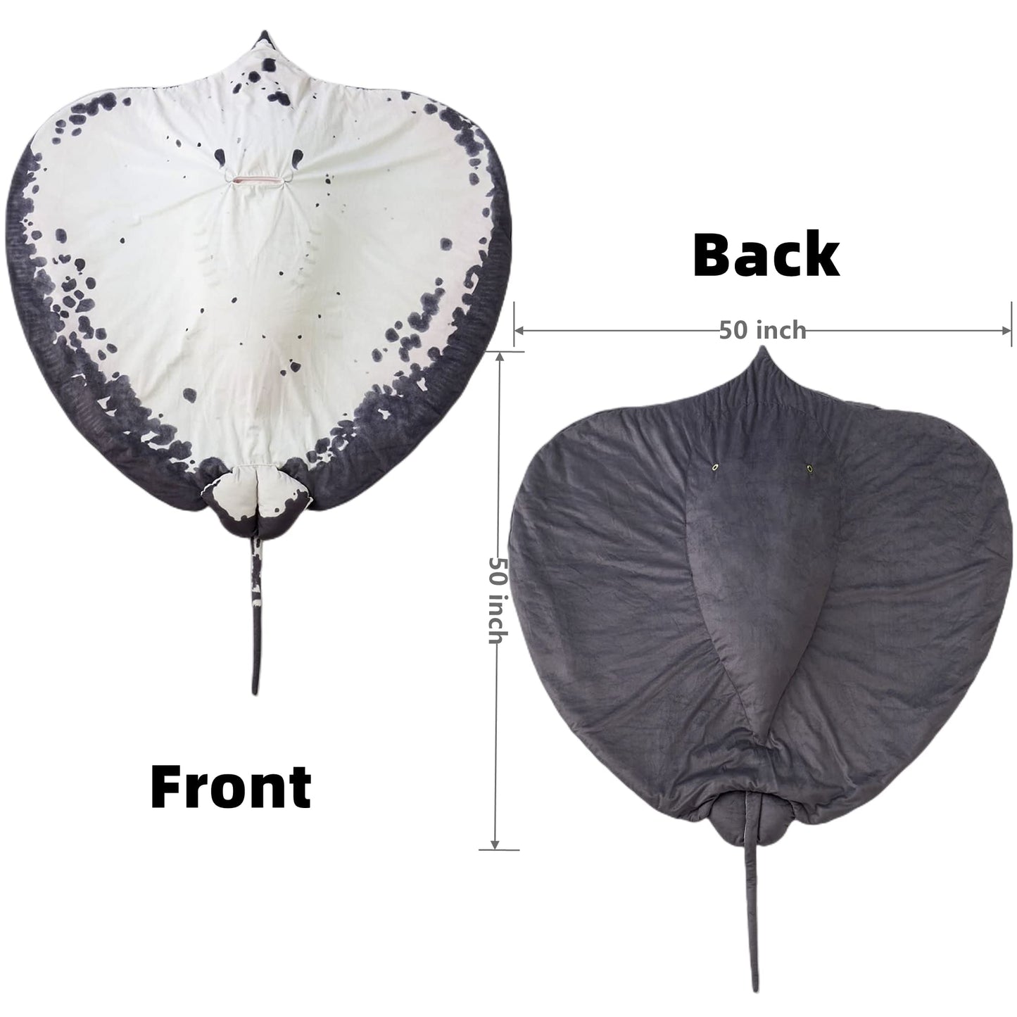 Manta Ray Stuffed Animal Stingray Blanket 50" x 50" Wearable Blanket, Manta Ray Plush Stuffed Stingray, Soft Cozy Ray Throw Cloak Wrap Gifts for Women Adults and Kids Christmas