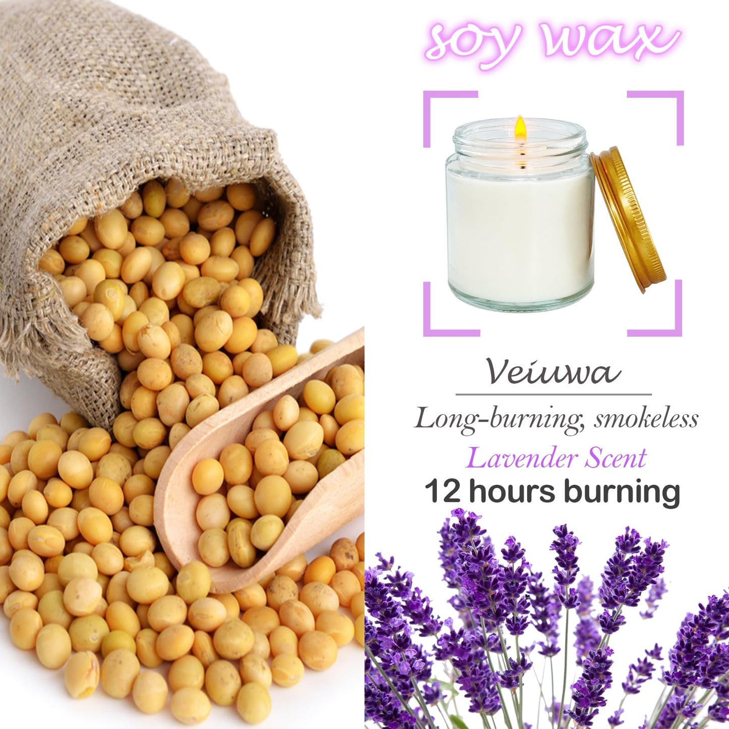 Veiuwa 36 Pcs 4 Oz Mini White Soy Candles,Lavender Scented Candles Set,Bulk Aromatherapy Candle,Great Stress Relieving Scented Candle for Girls as a Gift for Birthdays, Weddings and More!