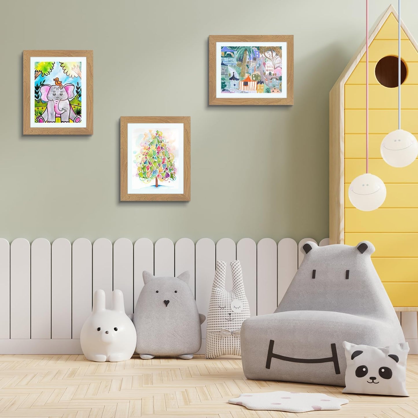 Golden State Art, 10x12.5 Kids Art Frames, Front-Opening Picture Frame Great for Kids Drawings, Artworks, Children Art Projects, Schoolwork, Home or Office (Brown Set of 4)