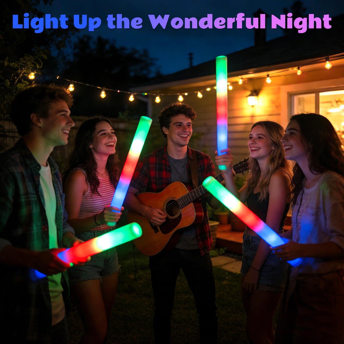 SHQDD 72PCS Foam Glow Sticks Bulk, Light Up in the Dark Party Supplies with 3 Colorful Flashing Modes, Glow Party Pack for Wedding, Birthday, Raves, Concert, New Year, Carnival, Halloween, Christmas