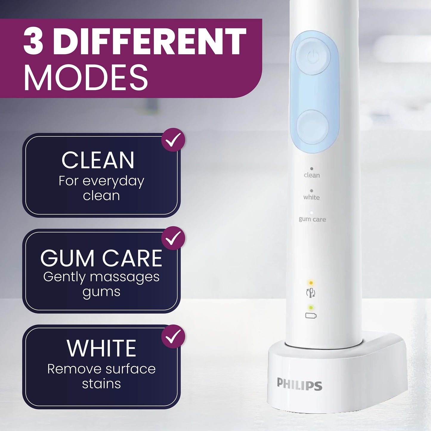 PHILIPS Sonicare ProtectiveClean Electric Toothbrush with Plaque Control Brush Head, Rechargeable Sonicare Toothbrush with Pressure Sensor, Phillips Sonic Toothbrush, Gum Health Brush Head