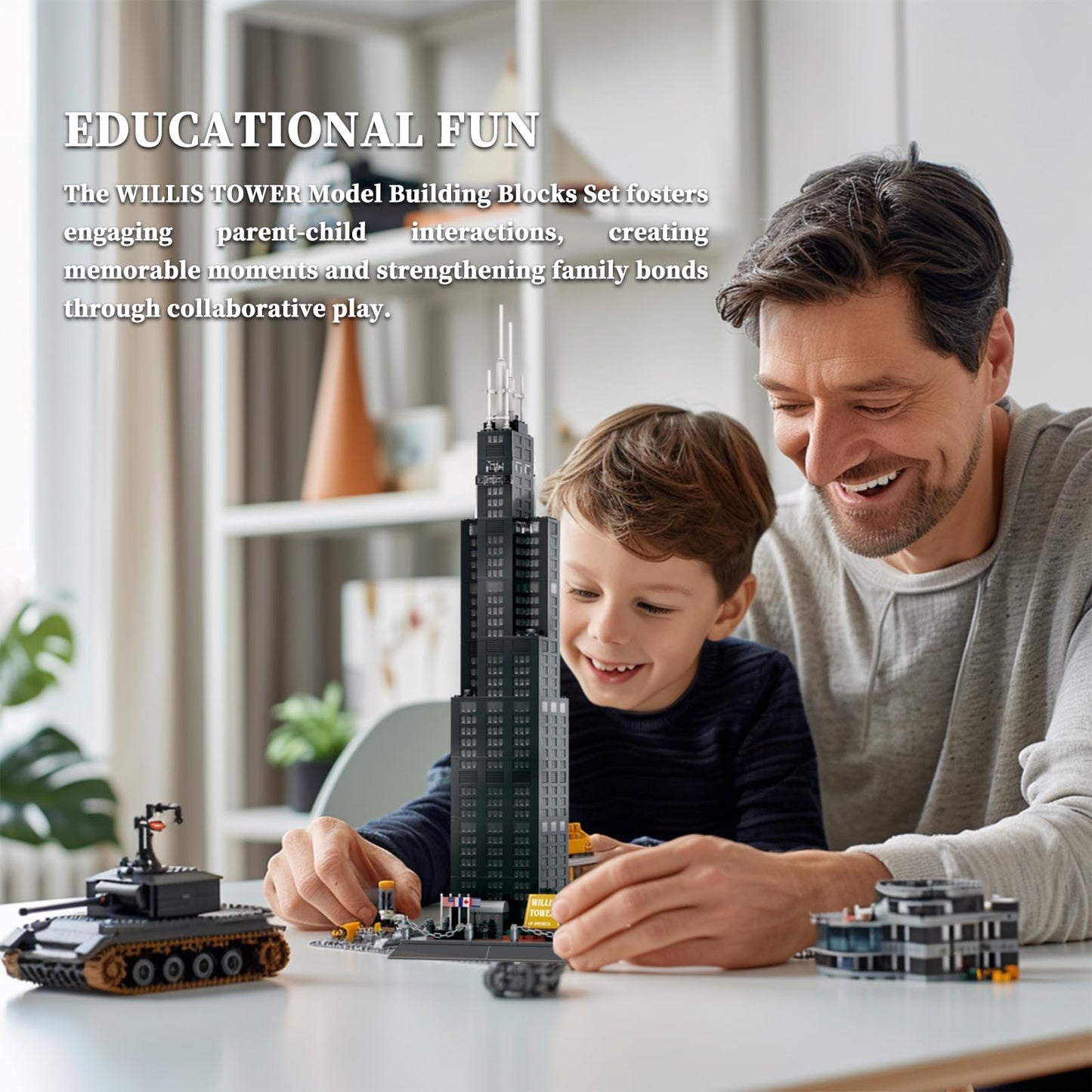 LQPFBSM Willis Tower Chicago Architecture Model Building Block Sets,World Famous Landmark Series Toys Gitf for Kids Adults 1241 Pieces