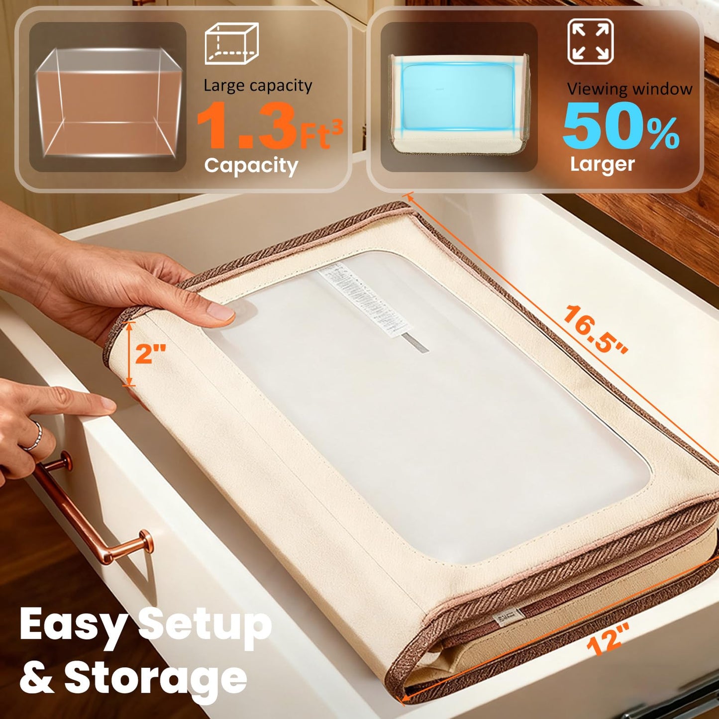 Extra Large Folding Bread Proofing Box, Dough Proofer 68-104°F Temp Control 1-48H Timer, Sourdough Starter Warmer with Metal Rack, Foldable Proofing Basket for Baking Pizza Yogurt Soften Butter Choc