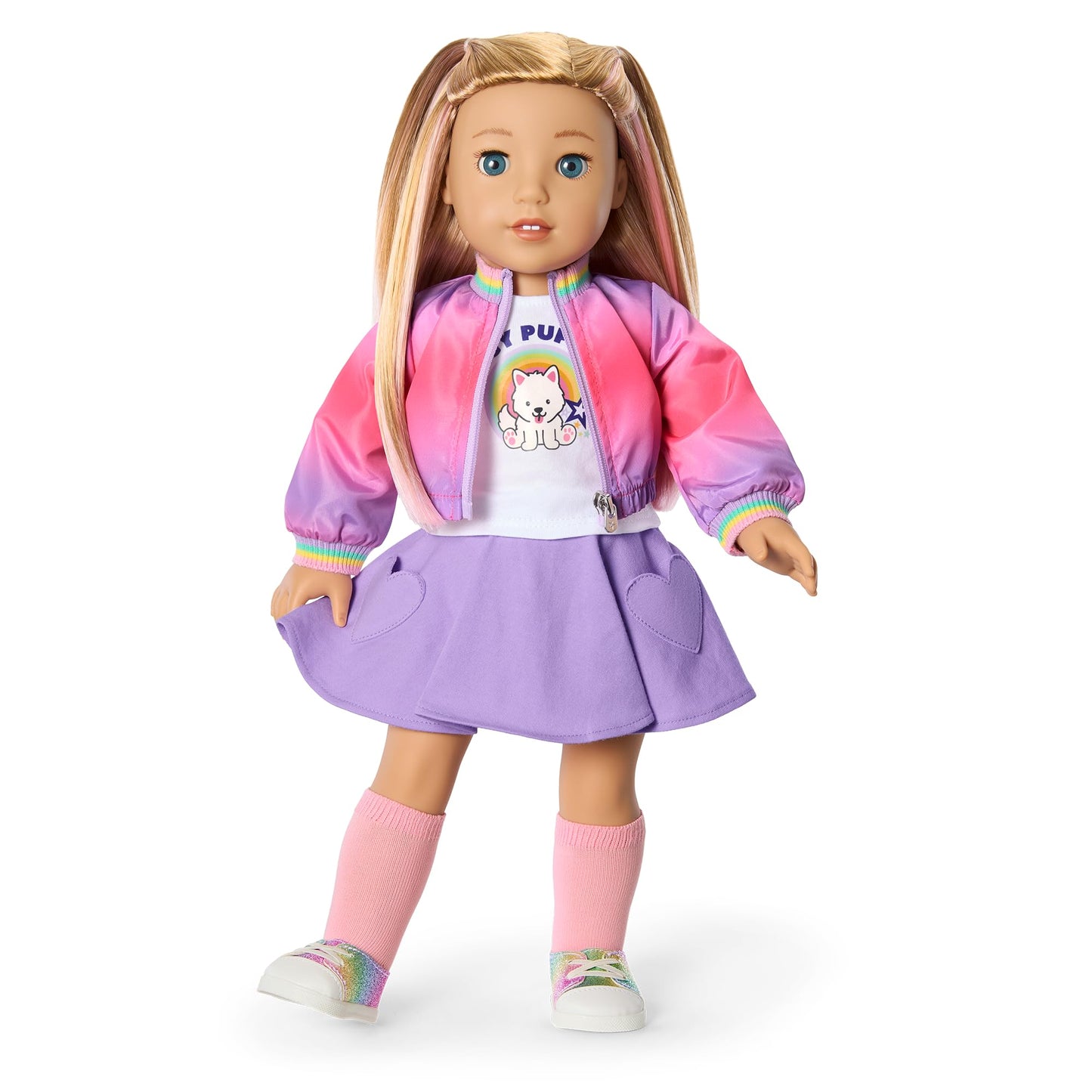 American Girl, Summer McKinny Girl of The Year 2025 Waggy Pup Tails Outfit for 18-inch Dolls, with a t-Shirt, Jacket, Skort, Socks, and Shoes, Ages 6+