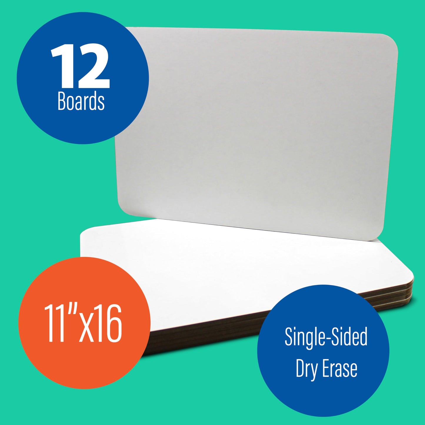 Flipside Products 11" x 16" Large Dry Erase White Boards, Classroom Pack, Single-Sided Lapboard for Class, Reusable for Group Participation - 12 Pack