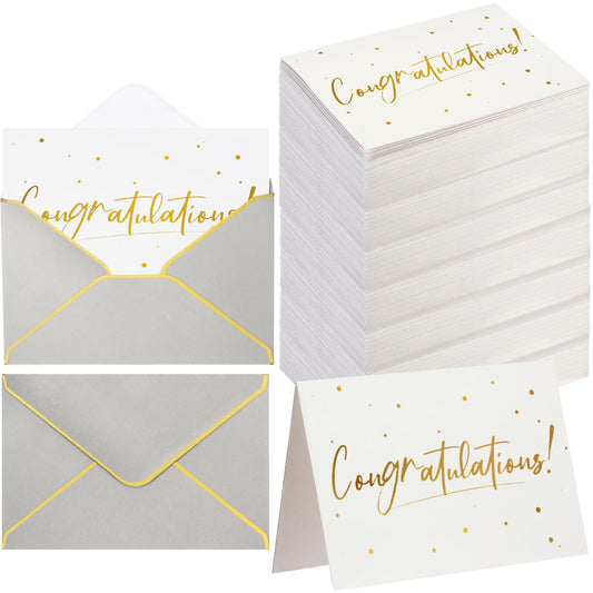 Dinifee 100 Pack Congratulations Cards with Envelopes All Occasion Congrats Greeting Card for Engagement,Business,Baby Shower,Wedding Graduation Party, 4 x 6 In(Gray)