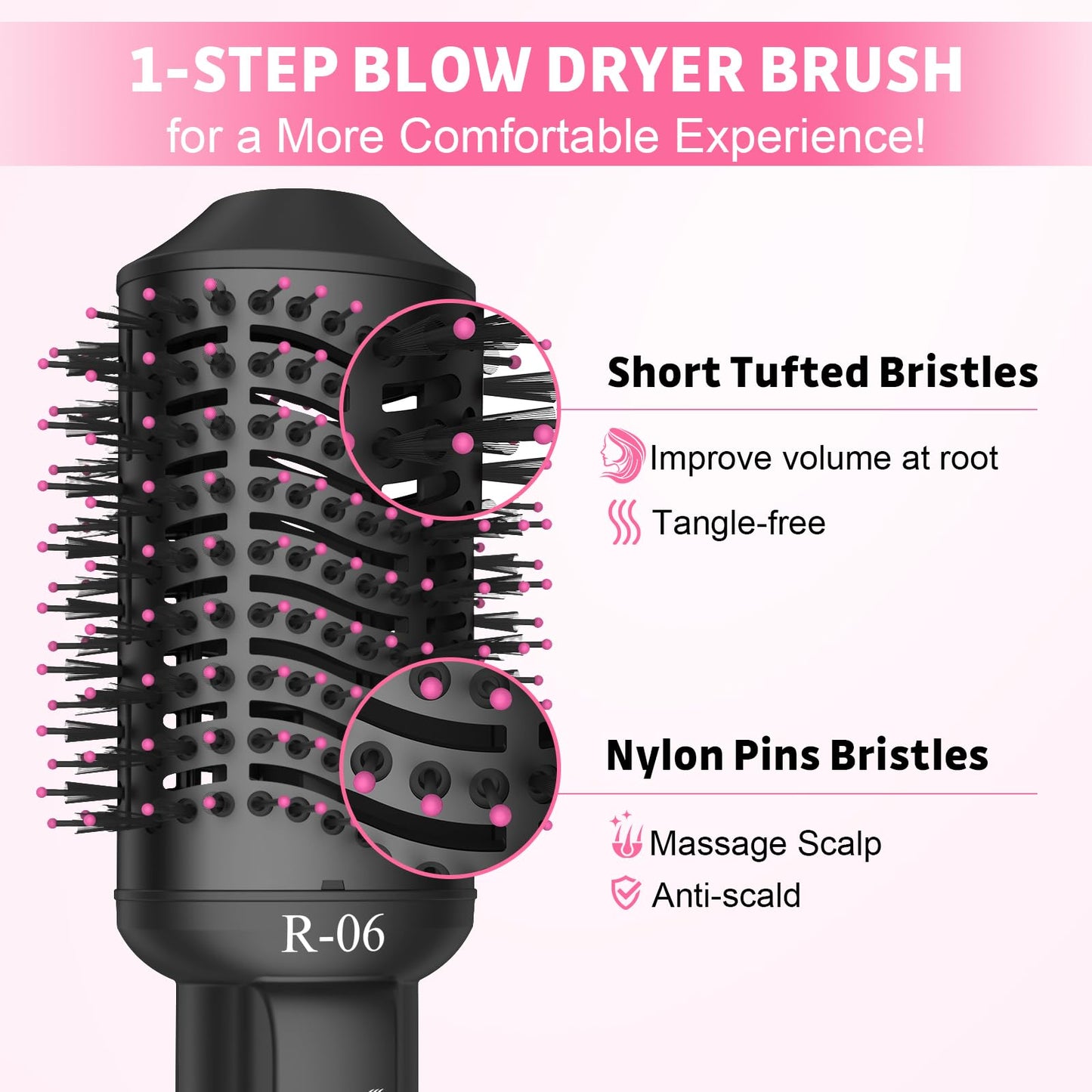 4-in-1 Hair Dryer Brush - Blow Dryer and Styler in One, Hot Air Brush with Oval Barrel for Volumizing, Suitable for All Hair Types
