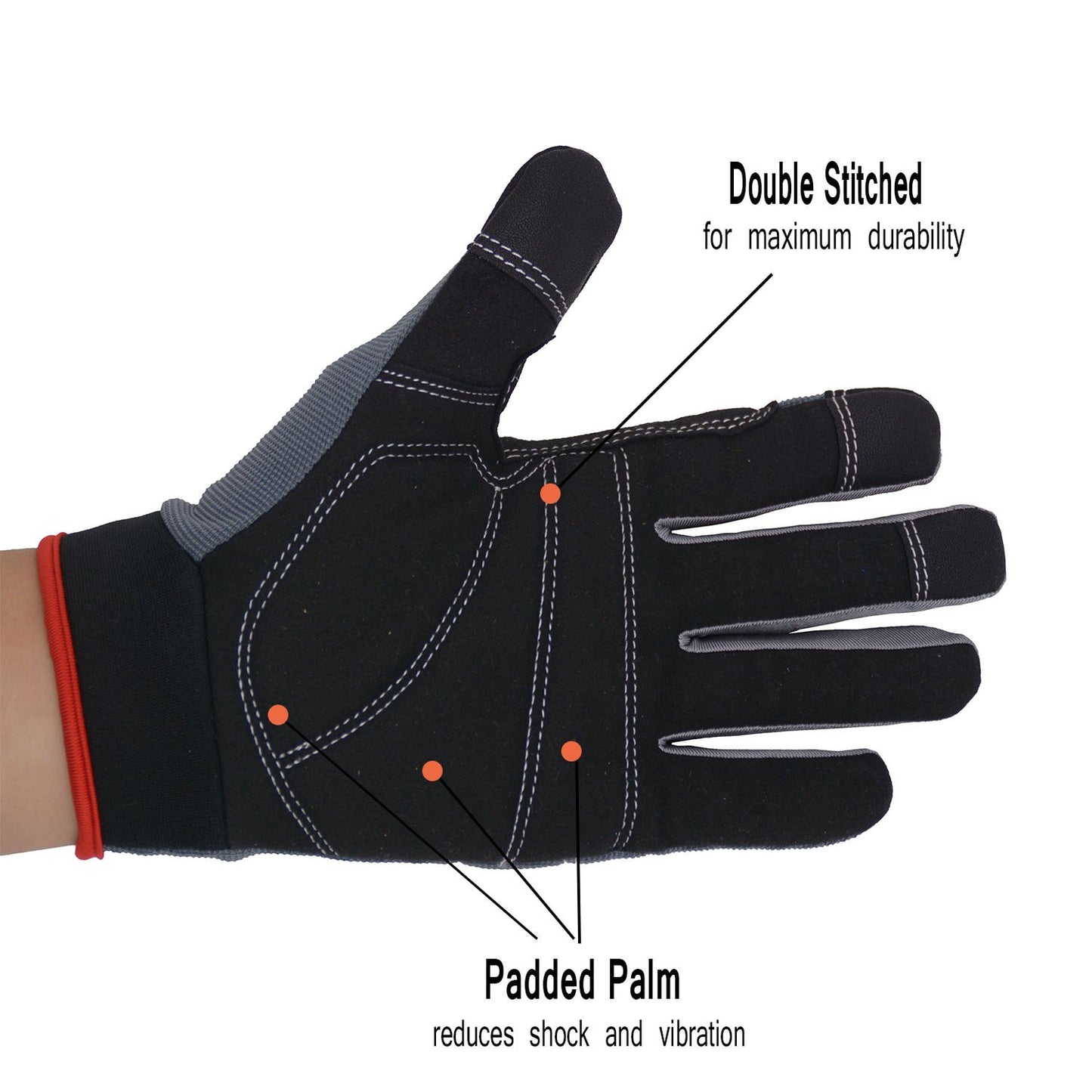 HANDLANDY Mens Work Gloves Touch screen, Pack of 6 Pairs Flexible Breathable Utility Gloves (Large, Grey (6 pairs))