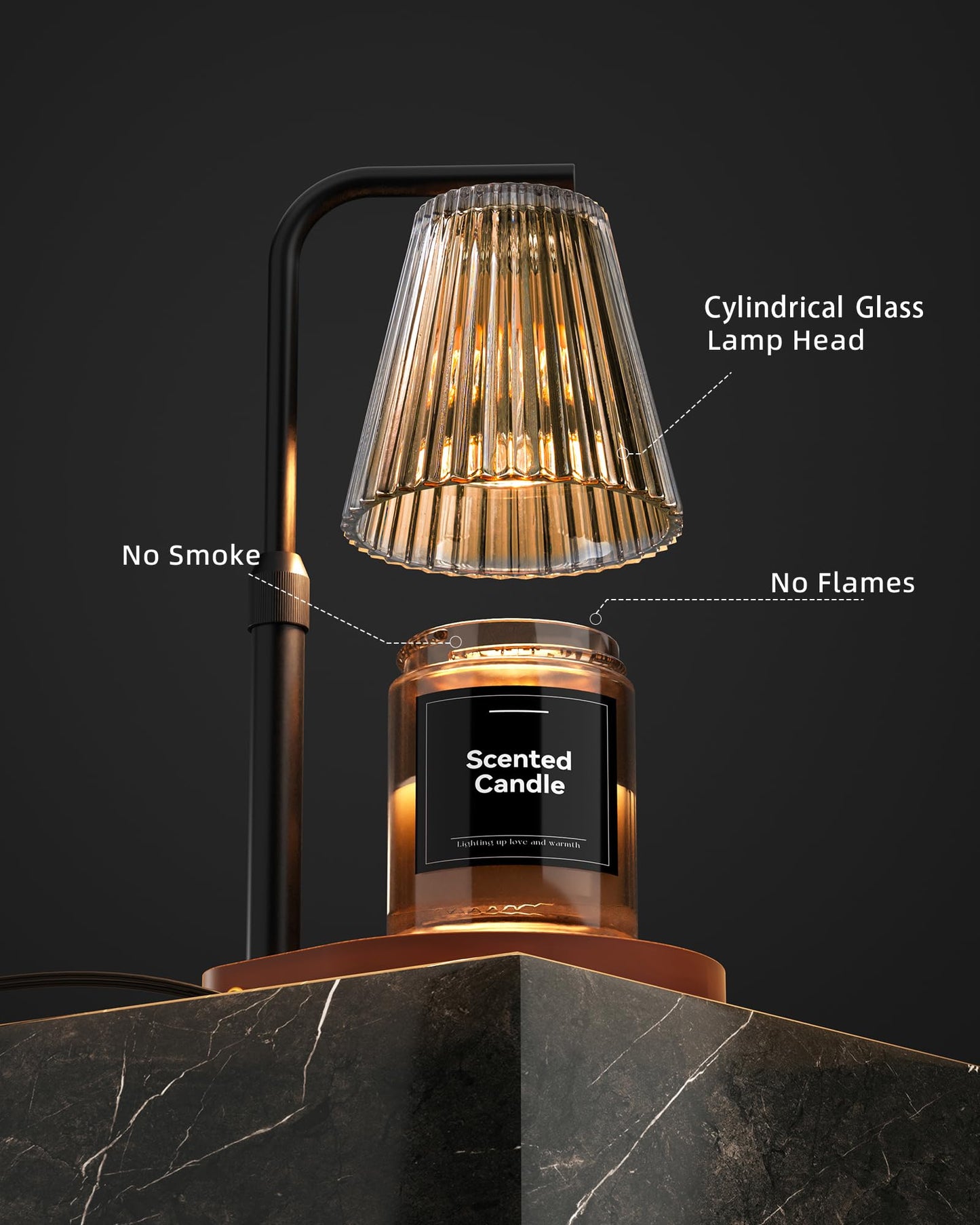 Cozmara Candle Warmer Lamp with Timer & Dimmer for Yankee Candles, Adjustable Height Candle Warmer for Jar Candles, Wax Melt Lamp for Cozy Home Decor & Gifts,Glass, 2 Bulbs
