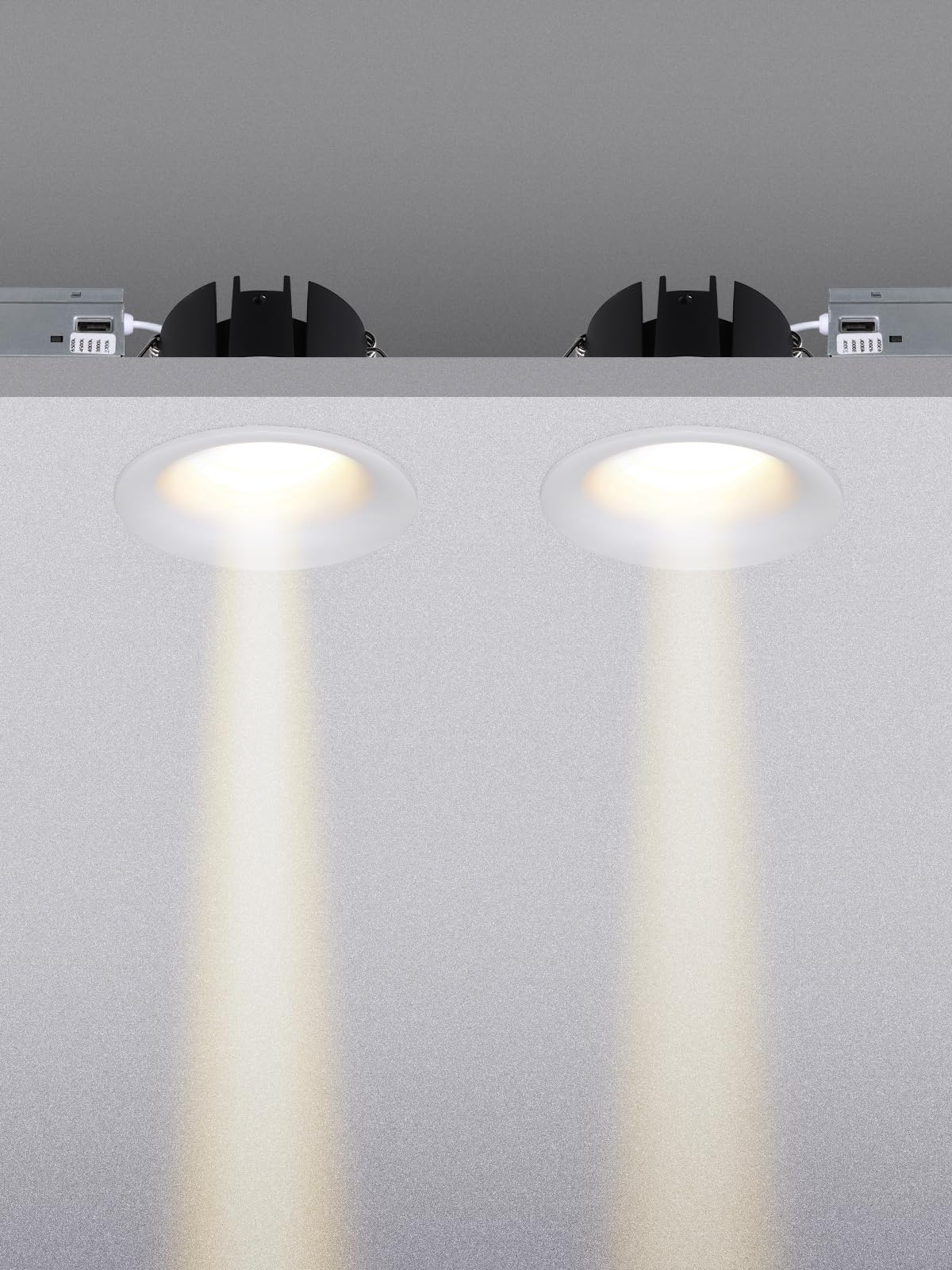 TORCHSTAR 5CCT Trimless 3 Inch LED Recessed Light, 12W 3 Inch Canless Dimmable LED Downlights with Junction Box, Curve Recessed Downlight, 2700K/3000K/4000K/4500K/6500K Selectable, CRI 90, Pack of 2