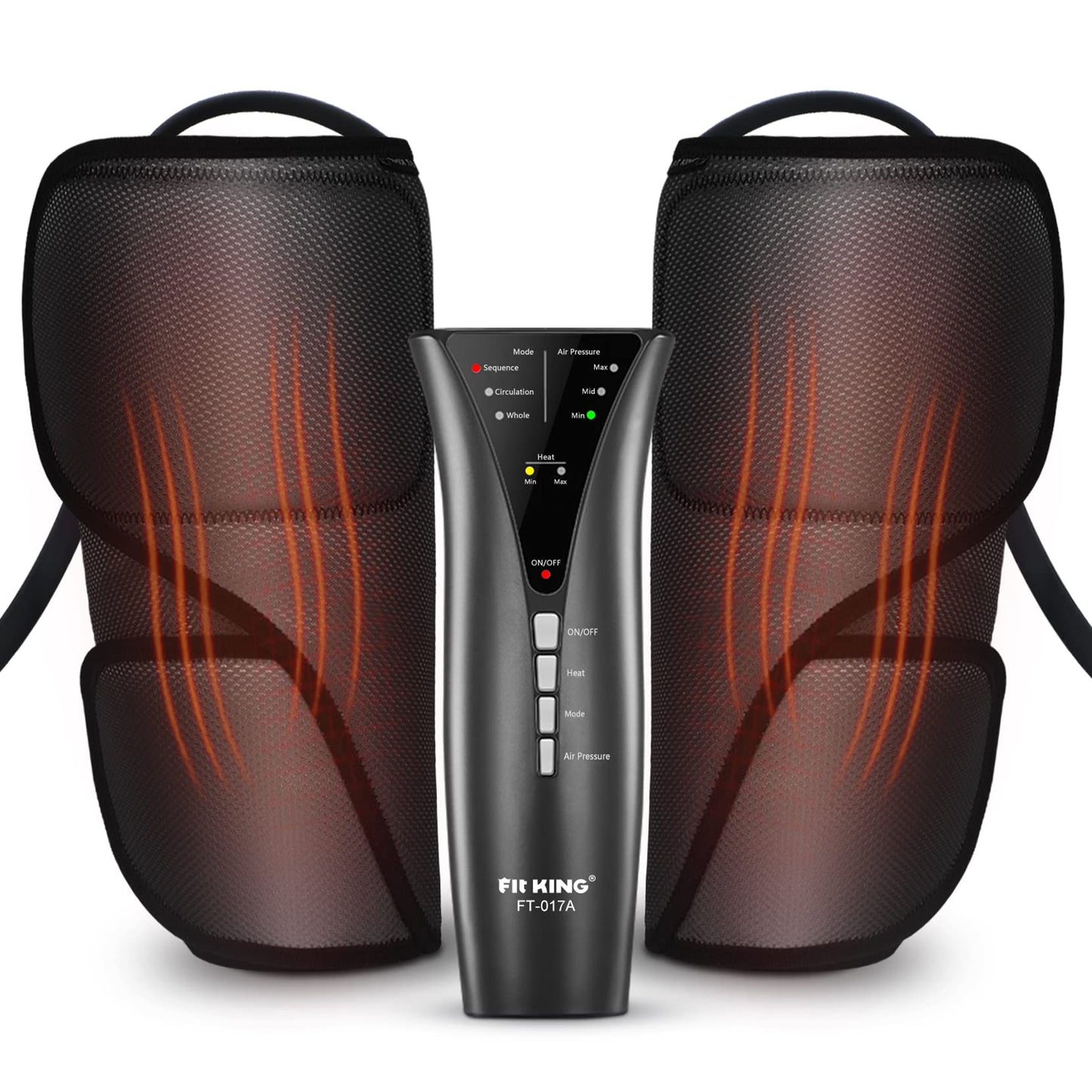 FIT KING Leg Massager for Circulation Calf Massager with Heat (Corded Electric) Helpful for Pain Relief RLS Edema and Muscles Relaxation - Great Gift for Wife Parents Friends - FSA HSA Eligible