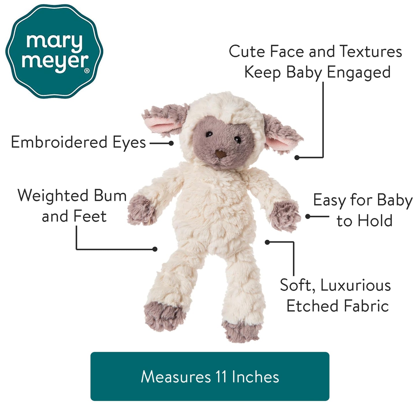 Mary Meyer - Putty Nursery Stuffed Plush Animal Toy - Soft, Huggable Plushie for Babies, Toddlers, & Kids - Lamb 11"