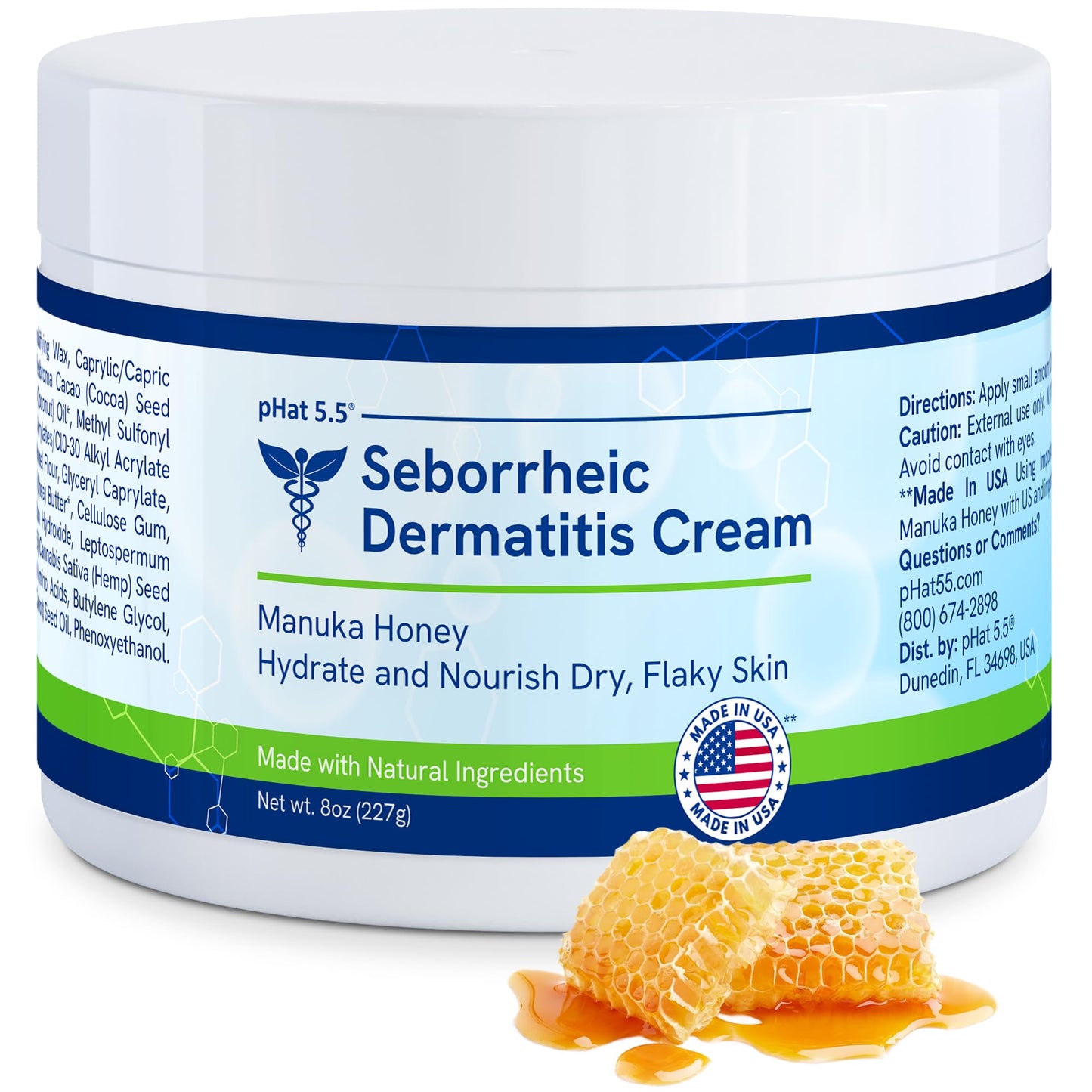 pHat 5.5 Seborrheic dermatitis Moisturizing Cream & Face Lotion for Women - Soothing Redness for Face & Body Cream - Hydrating Face Cream for Dry Skin & Anti Itch Lotion (8oz)
