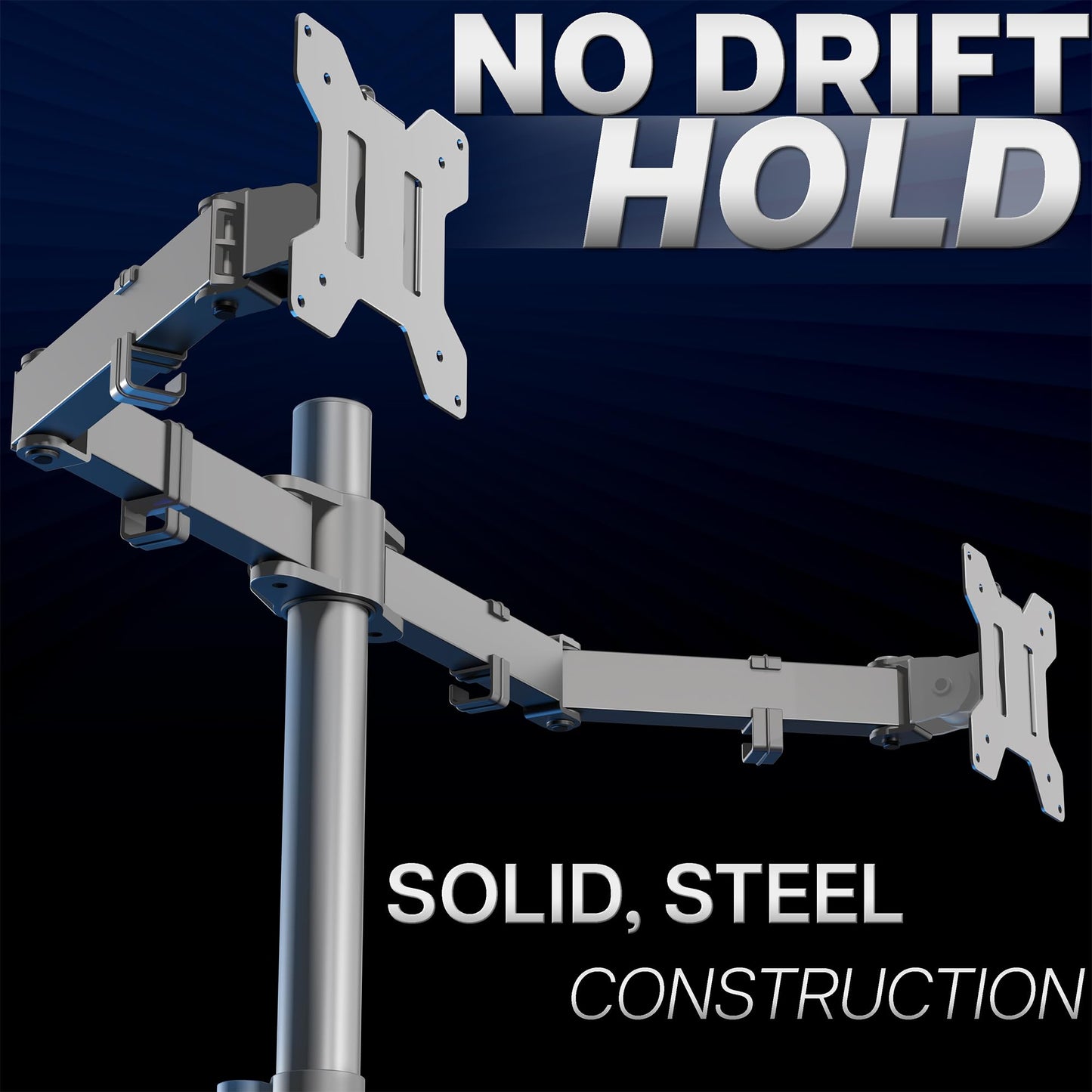 VIVO Dual Monitor Desk Mount, Heavy Duty Fully Adjustable Steel Stand, Holds 2 Computer Screens up to 30 inches and Max 22lbs Each, Gray Color, STAND-V002-GY