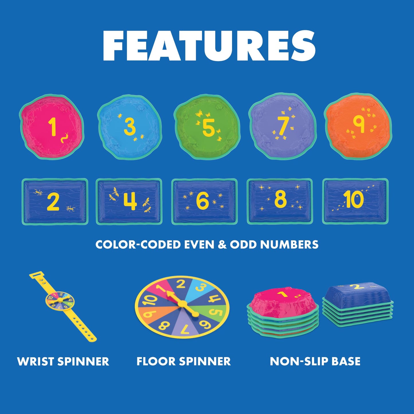 Educational Insights Hop to 10 Stepping Stones – Balance Toys for Toddlers, Indoor & Outdoor Sensory Play Equipment, Gross Motor Skills Obstacle Course, Early Math Counting Sets for Kids Ages 3+