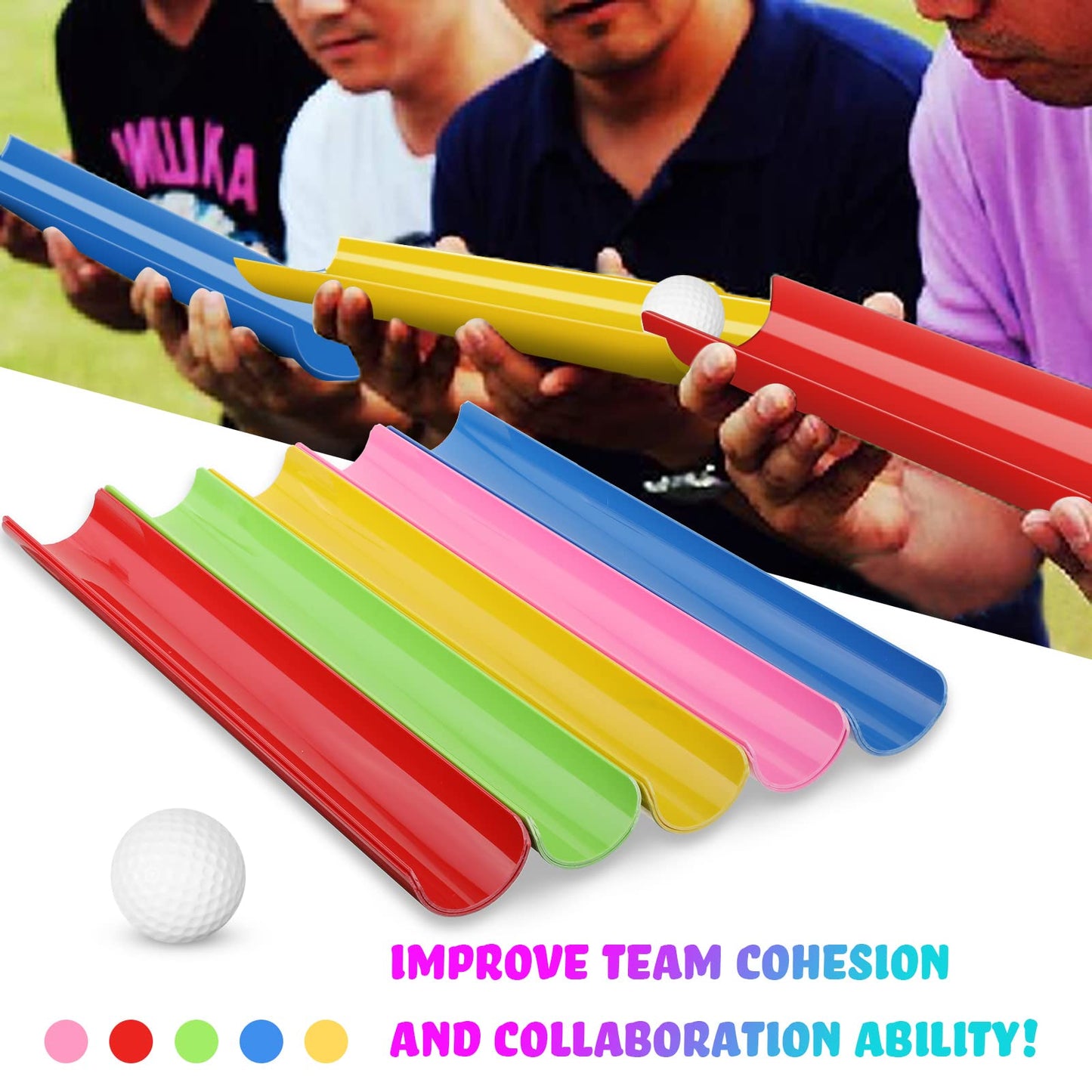 Team Building Activities Games Eamwork Group Learning Exercise Activities with Half Pipes Golf Balls Storage Bags Teamwork Kit for Adults Teens Field Day Game School Gym Outdoor Youth Sports (2 Sets)
