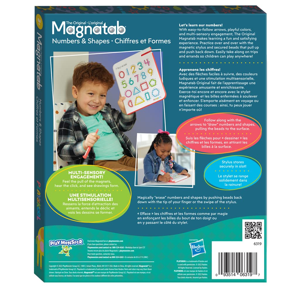 Magnatab Playskool Numbers and Shapes — Magnetic Board Toy Letter Tracing for Toddlers Learning and Sensory Drawing — for Kids Ages 3 and Up