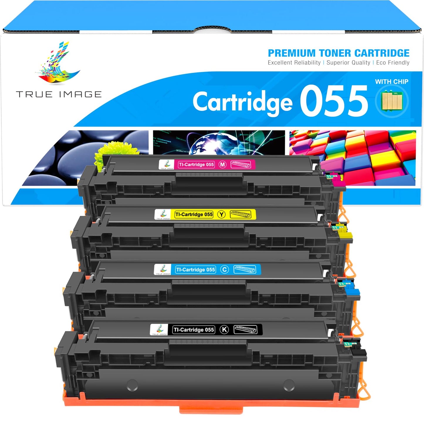 TRUE IMAGE 055 055H Toner Cartridge Set MF743Cdw MF741Cdw Compatible for Canon 055 055H Toner for Canon MF743Cdw MF741Cdw MF745Cdw MF746Cdw LBP664Cdw Printer (Black Cyan Magenta Yellow, 4-Pack)