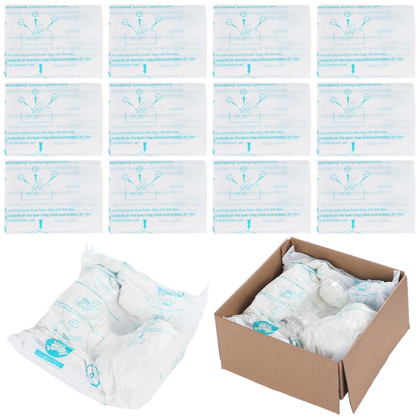 Foam Bags For Shipping 12 PCS 18×23 Inch, Handy Temperature-Activated Expanding Pouches, Instant Pack Quick Packaging - Protective Parcel Solution