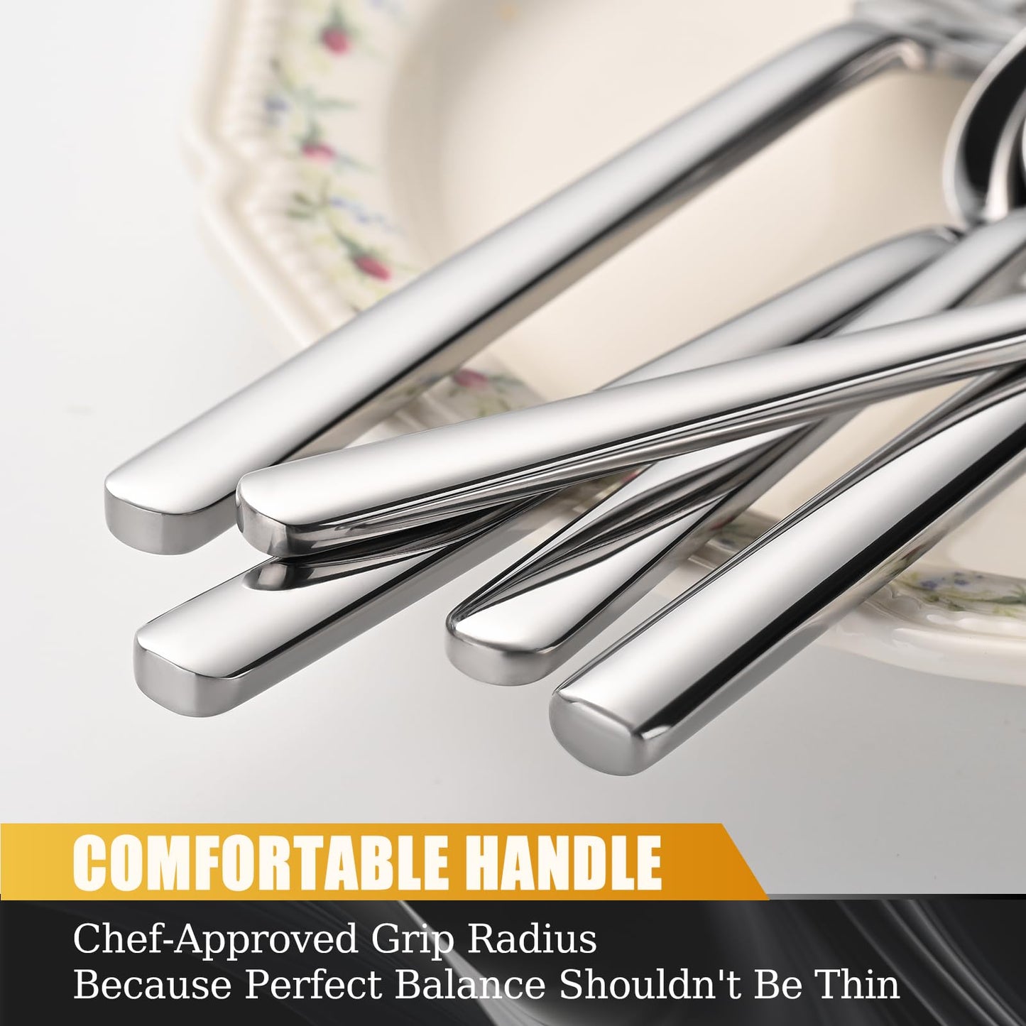 TININA 40-Piece Silverware Set, Heavy-Duty Stainless Steel Flatware Set for 8, Cutlery Set with Modern Round Handle, Mirror Polished Silverware for Home, Wedding, Restaurant, Dishwasher Safe