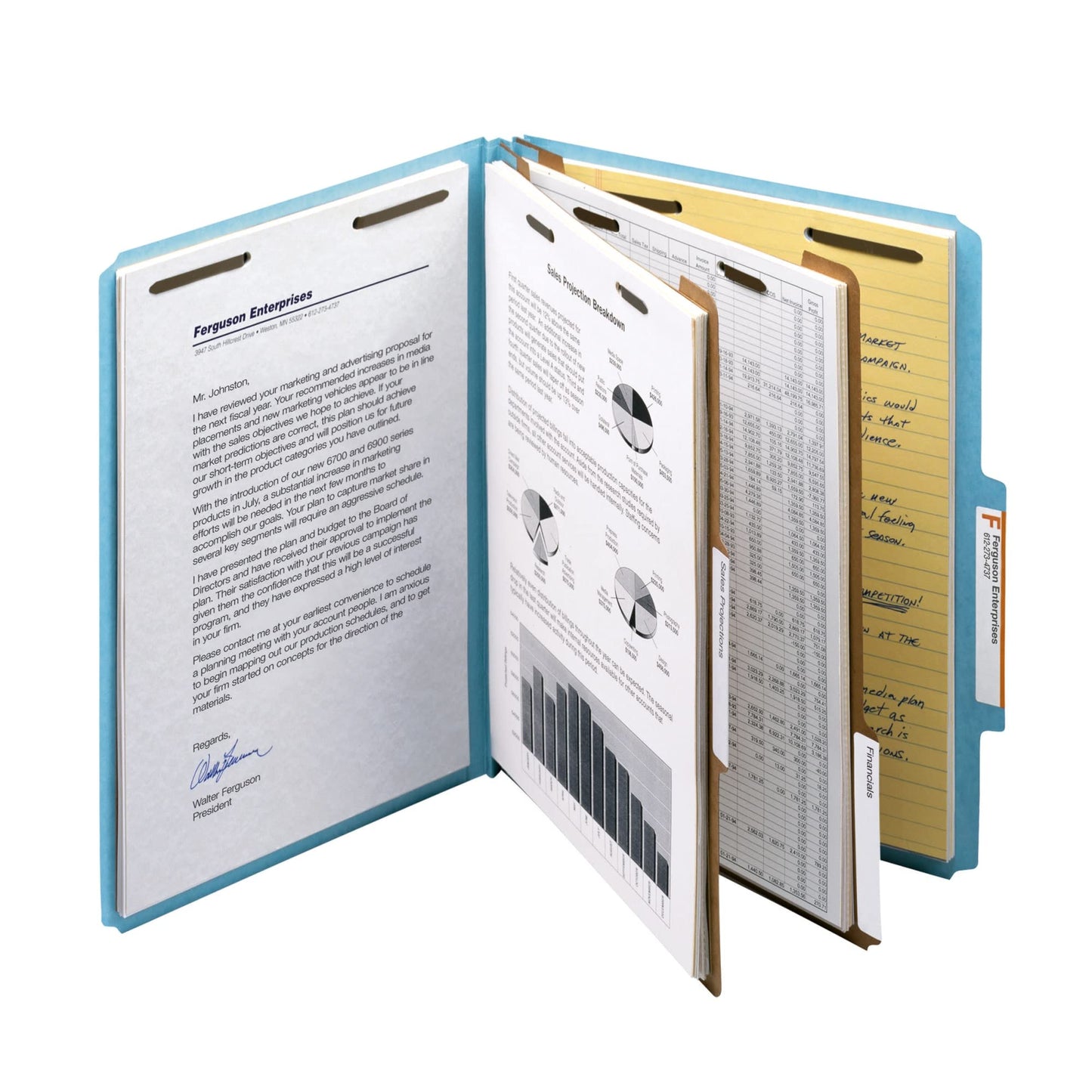 Smead Blue Classification File Folders for Documents, Letter Size, 2 Inch Expansion, 2 Dividers, Durable Pressboard for Legal and Office Files, Blue, 10 Pack (14021)