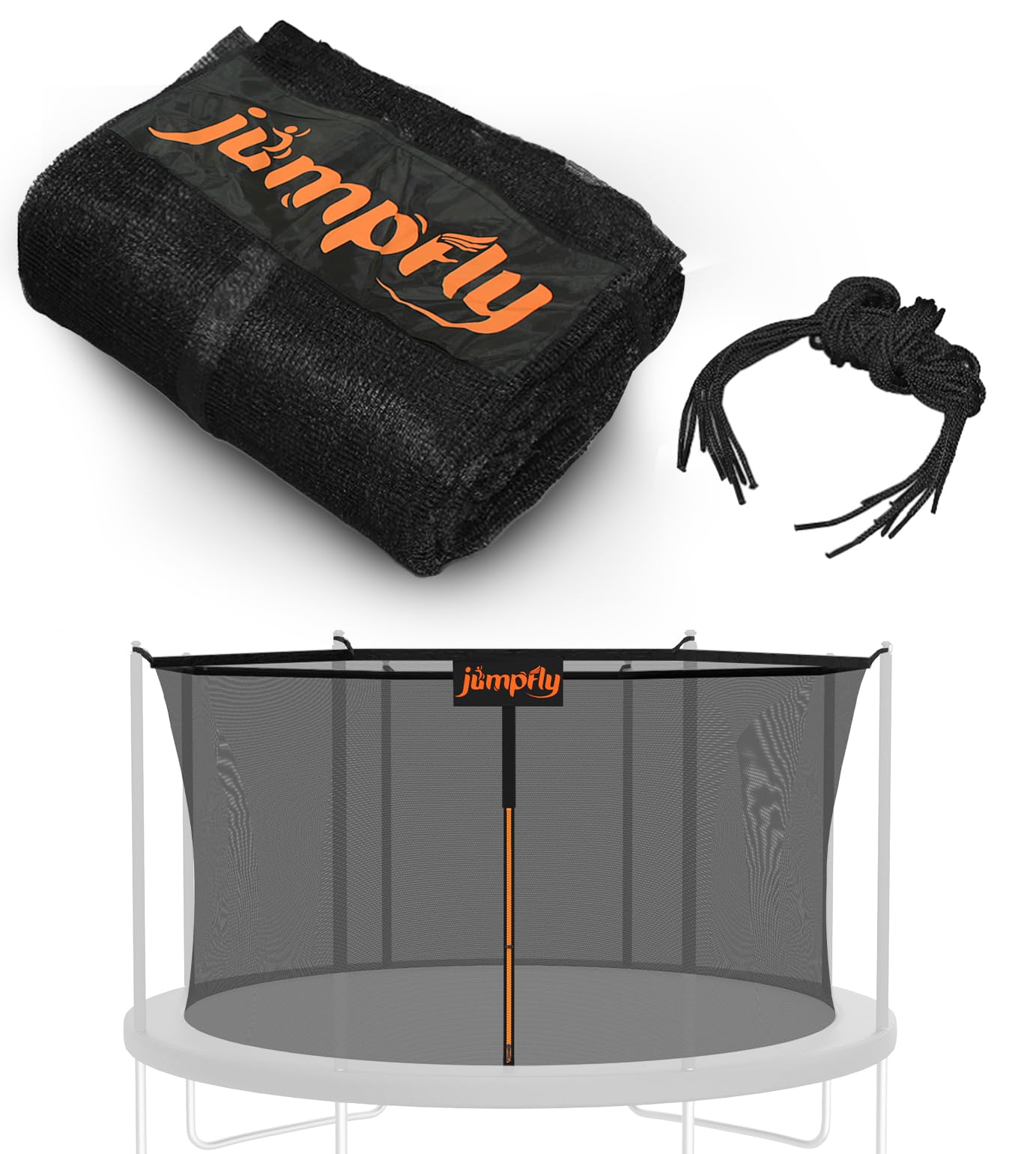 jumpfly 14FT Trampoline Net,Trampolines Replacement Safety Enclosure Net,Fit for 8 Poles Round Frame Trampolines,Breathable & Weather-Resistant Trampoline Accessories with Adjustable Straps,Net Only