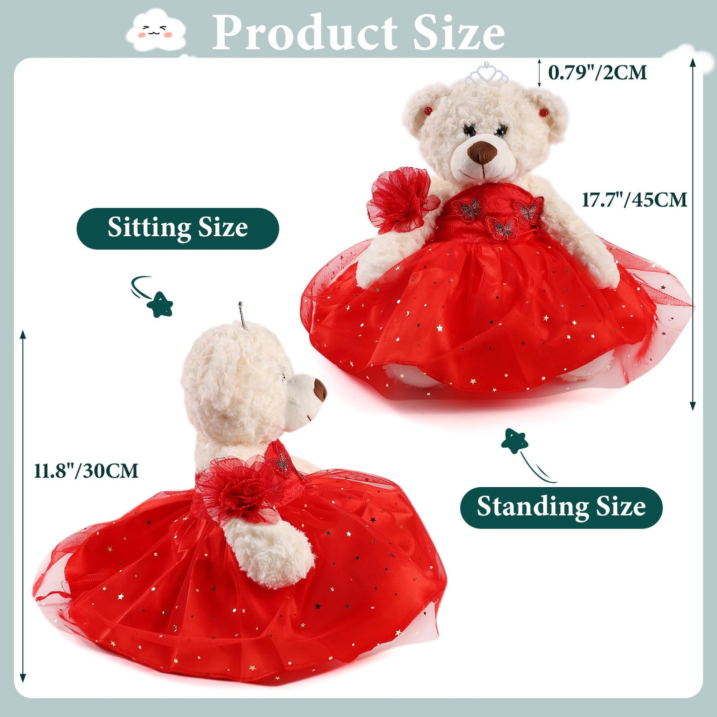 Cisina Quinceanera Doll Quince Teddy Bear with Dress,Quinceanera Decorations for Girls Gifts,OSO De Peluche para 15 Años Con Vestido,Centro De Mesa Muñecas para 15 Años Quinceañeras-Burgundy