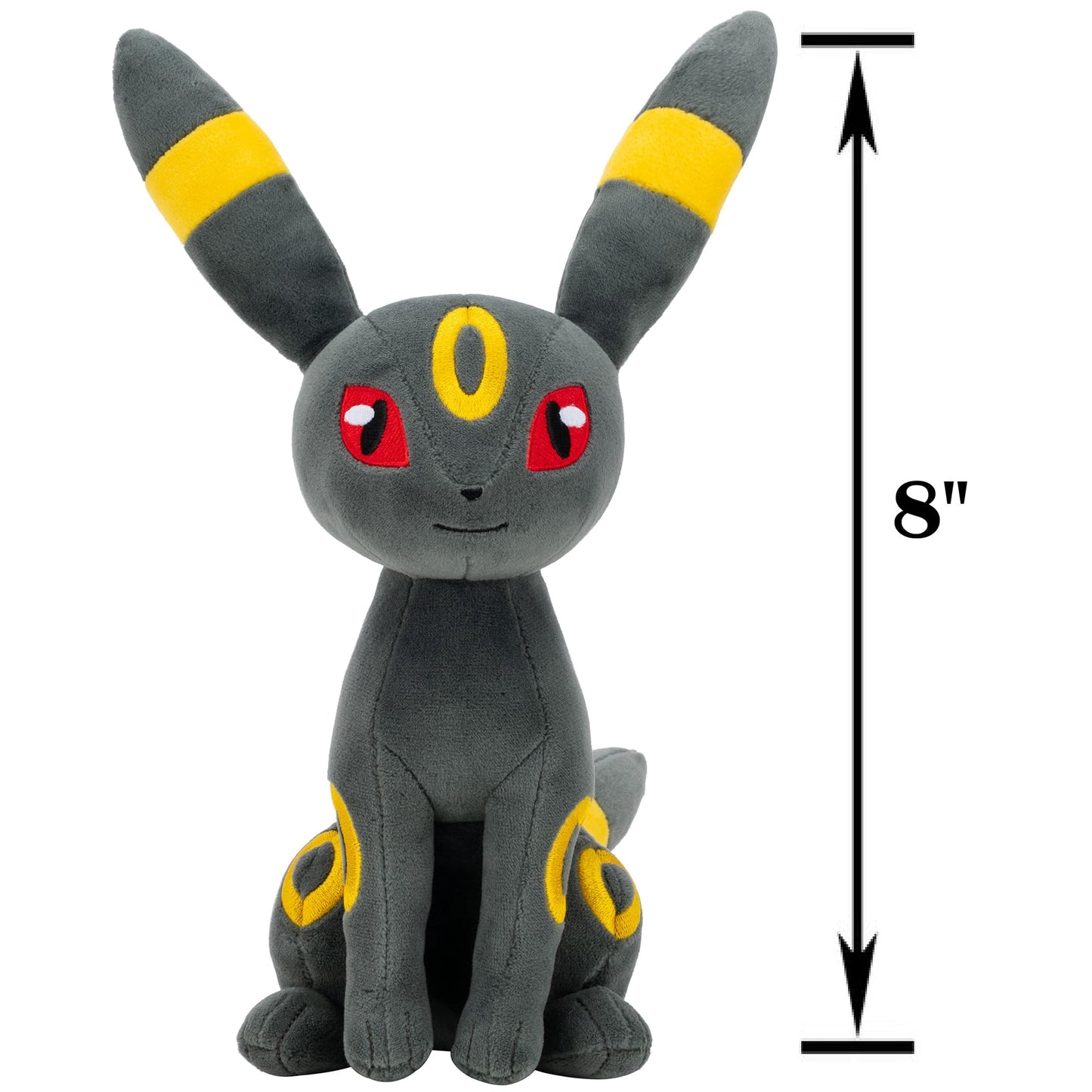 Pokemon: Umbreon - 8" Plush Character, Dark-Type Moonlight Pokemon, Soft Cuddly Stuffed Animal Figure, Play & Display, Collectible Licensed Anime Toy