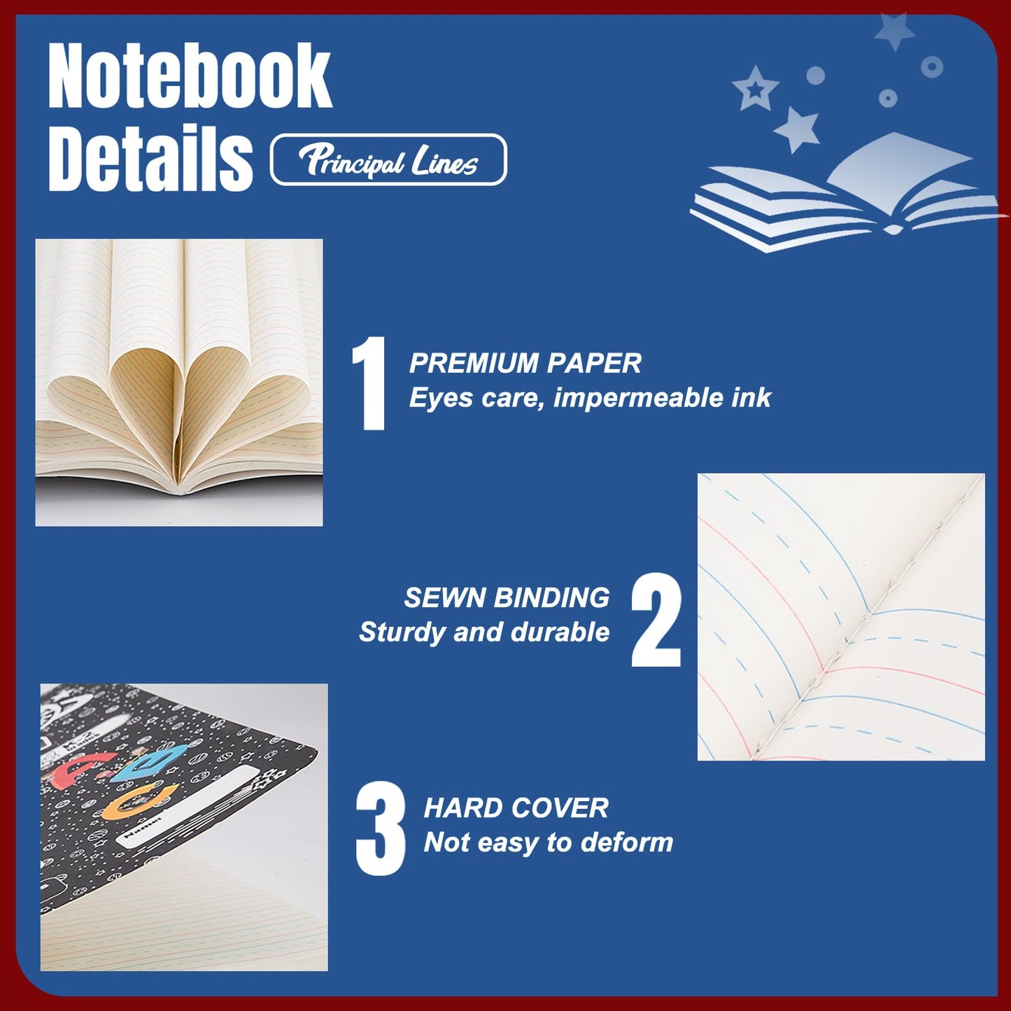 Principal Lines 24 Pack Primary Composition Notebook K-2, Primary Ruled Journal, Draw and Write Journal for Kids, Notebook School Supplies for Students, Hard Cover, 200 Pages(100 Sheets)