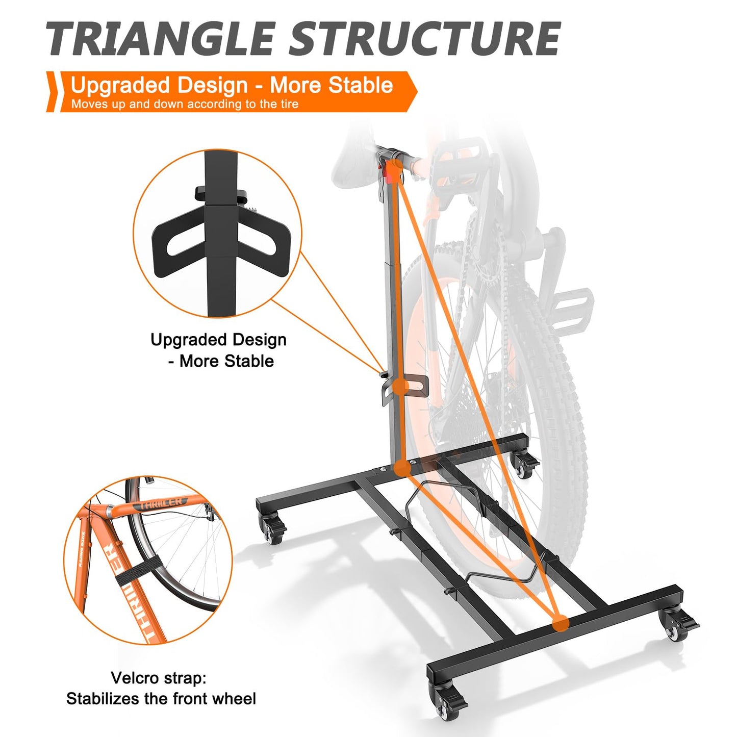 Vertical Bike Stand,Freestanding Space-Saving Bike Rack with Adjustable Height for Wheels Sizes up to 29”,Indoor Bike Storage Rack for Garage & Apartment,Upright Bicycle Floor Holder for MTB Road Bike