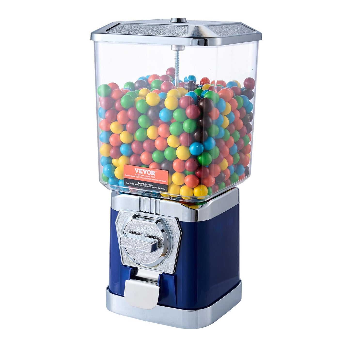 VEVOR Gumball Machine, 17"H Home Candy Vending Machine, PC Gumball Dispenser, Bubble Gum Machine for Game Stores, Coin Operated Gumball Bank for Toy Capsules Bouncy Balls Candy, Blue