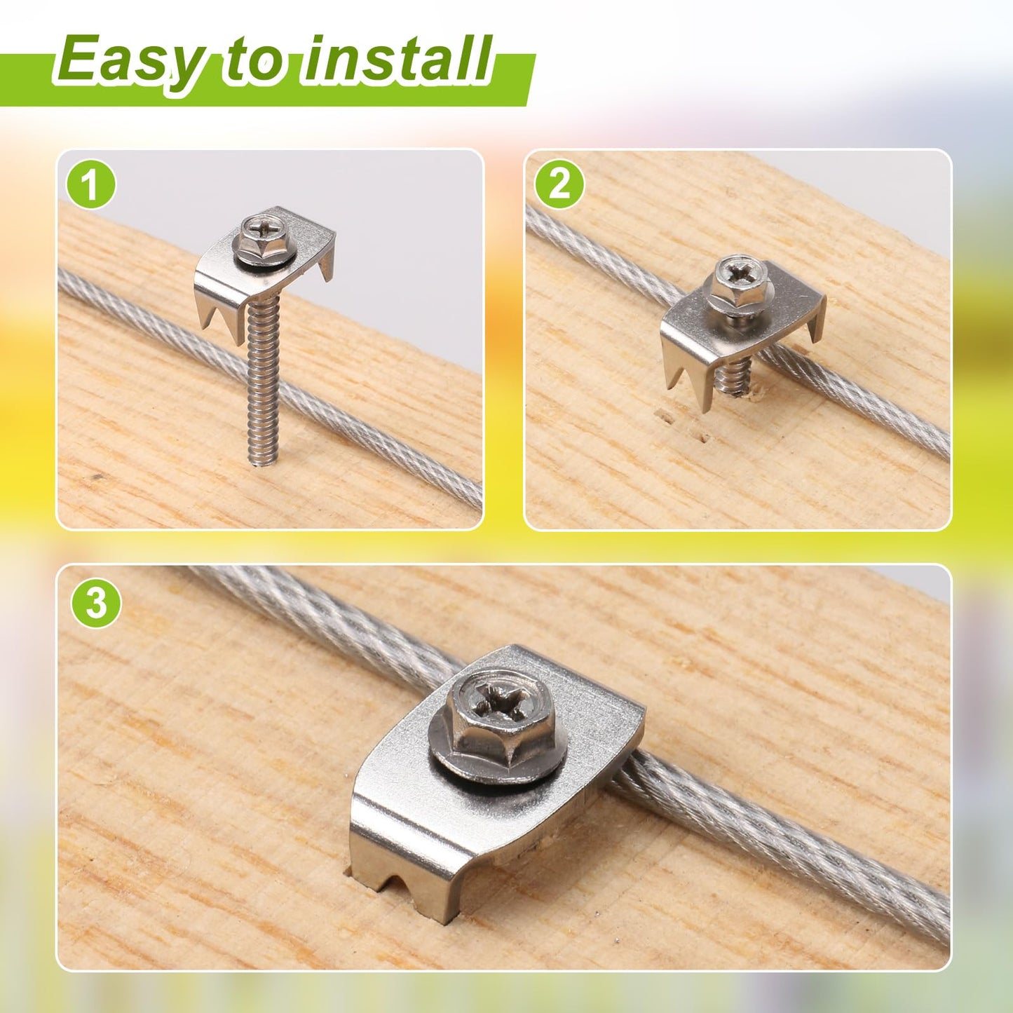 Fence Staples, Insaga 304 Stainless Steel Fence Nails for Softwood, Reusable Wire Fence Staples Screws for Mesh and Woven Fencing, 200pcs Fence Fasteners with Wire Fixer Hold Wire Firmly