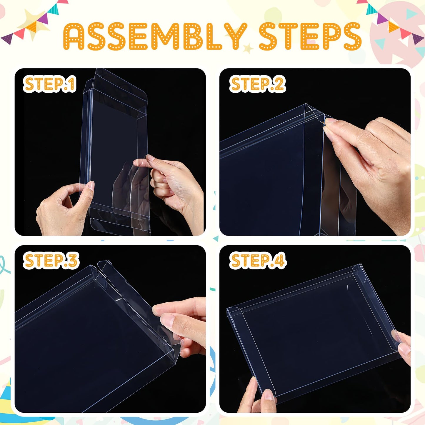 Sintuff 100 Pcs Clear Card Box Greeting Card Storage Boxes Clear Plastic picture display for Greeting Cards 5.39 x 7.36 x 1 Inches Photo Storage Box Rectangle Small Boxes for Favors