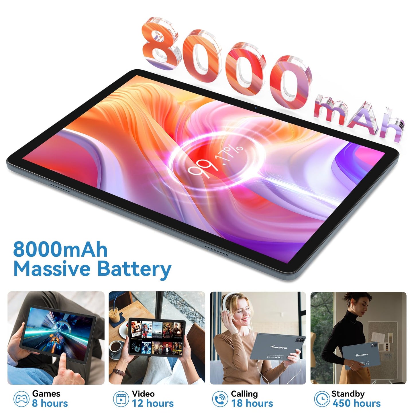 2025 Android 14 Tablet 10 inch,4G Cellular Tablets with 2 SIM 1 SD slot,5G Wifi Android Tablet 128GB ROM +14GB RAM(1TBTF),3-in-1 Tablet with Keyboard-8000mAh,Octa-core,1080FHD,13MP+8MP,GPS-Gray