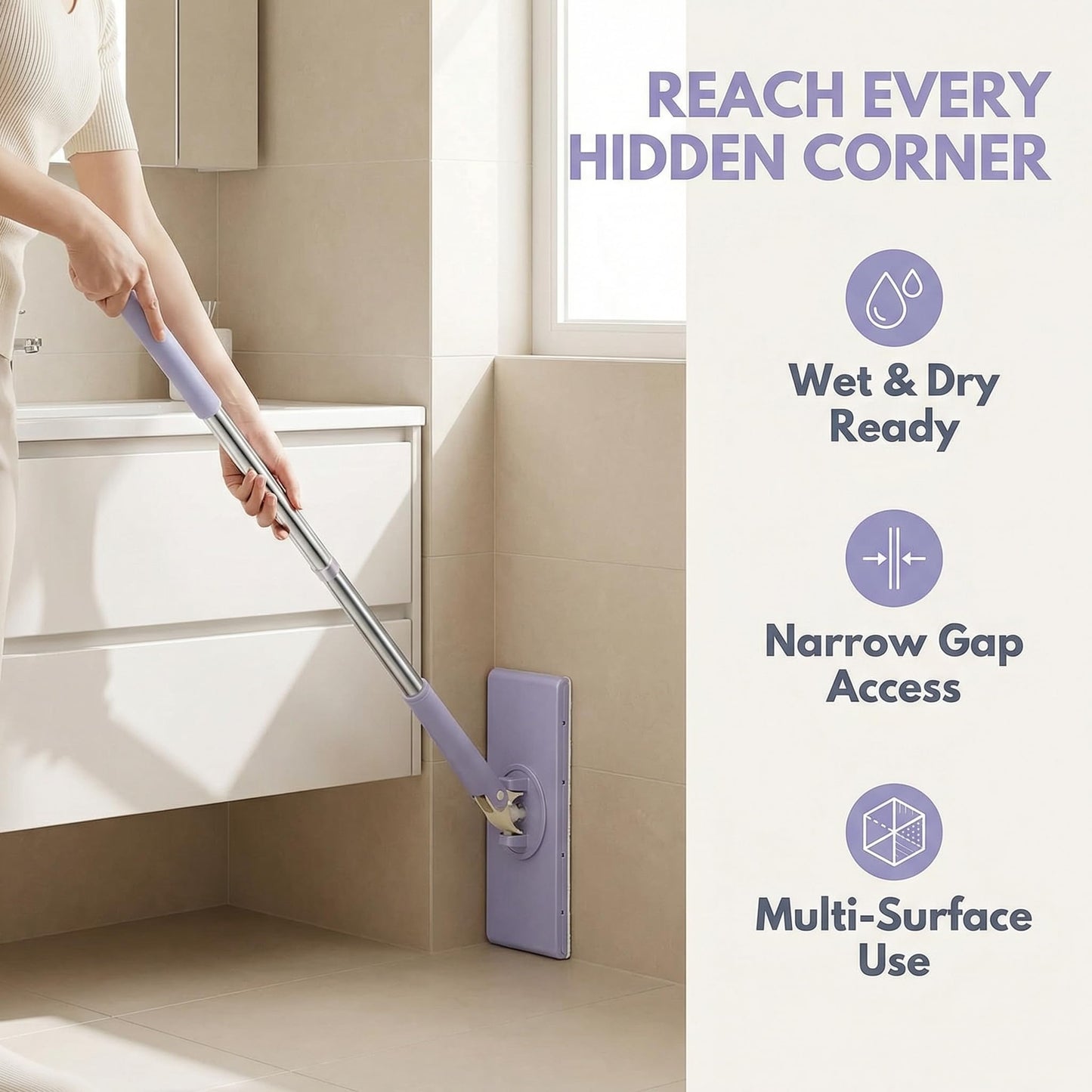 Zero Touch Mini Mops,Lazy mop Automatic gripping with Hands Free Push Pull Handle,Retractable Disposable Dust Mops for Multi Cleaning(37.4in + 10*Cloth)