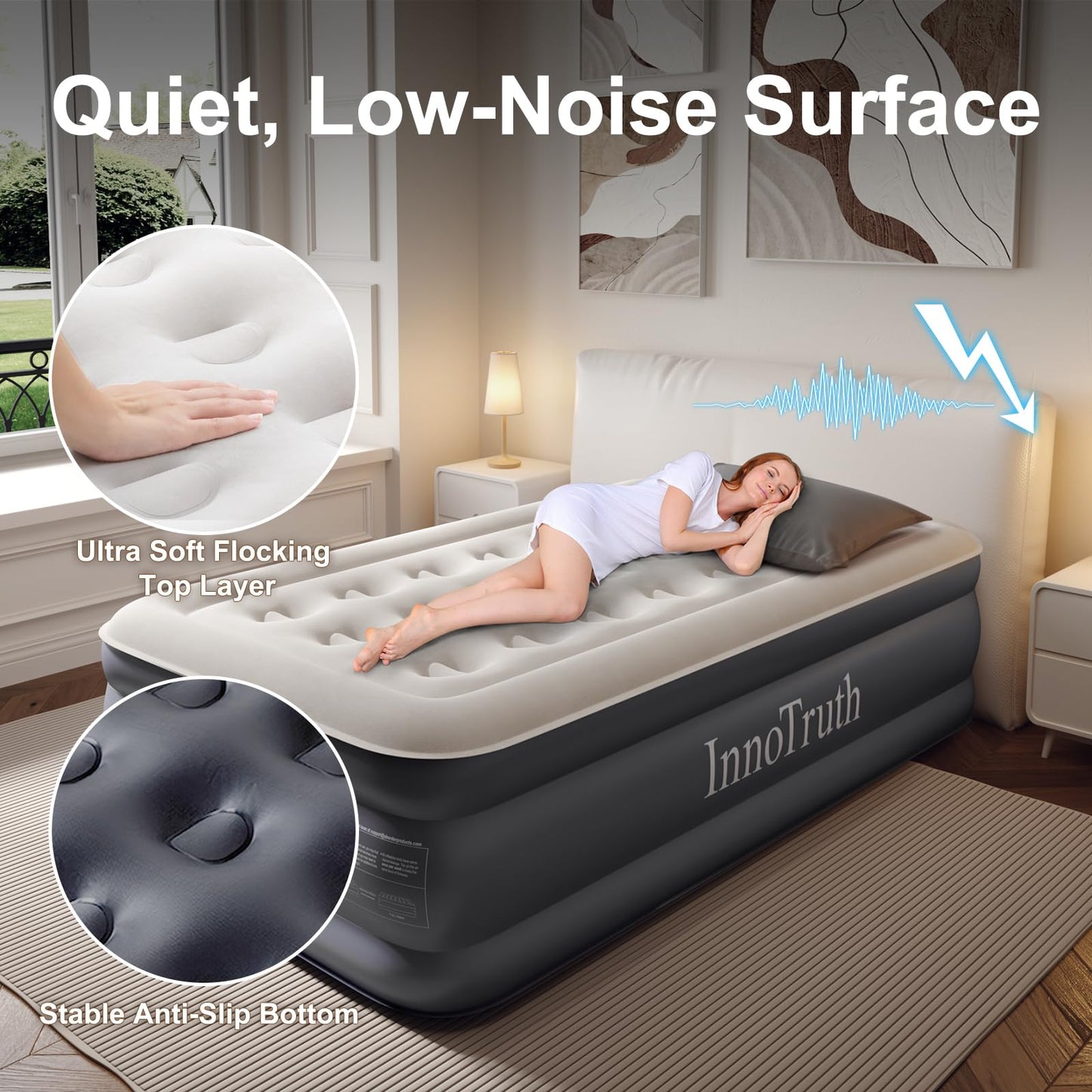 InnoTruth Twin Air Mattress with Built in Pump, Famiy Choice Award Winner, Inflatable Blow up Mattress, 18" Raised Colchones Inflables Air Bed, Ideal for Home and Outdoor, 300lbs